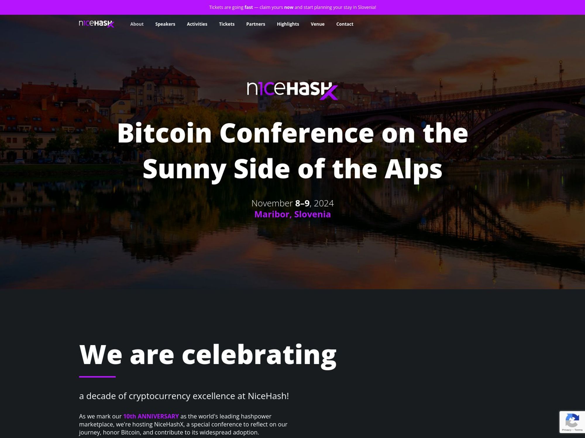 NiceHashX Bitcoin Conference 2024 website