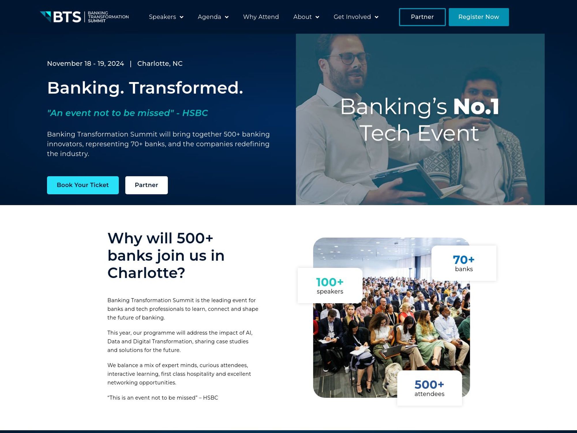 Banking Transformation Summit North America website