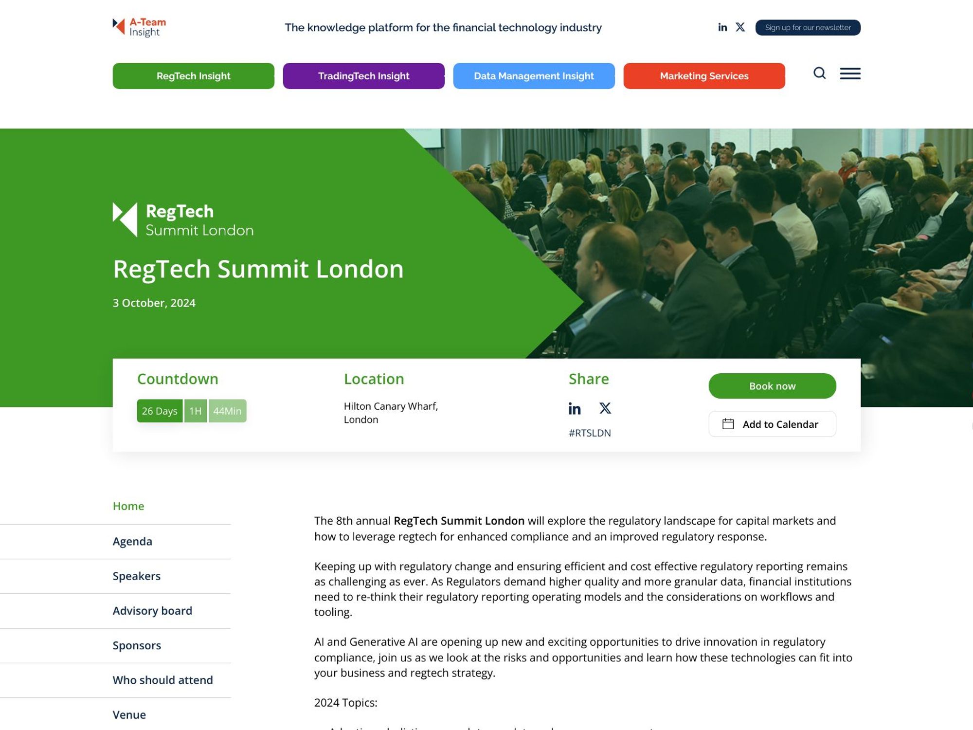 RegTech Summit London website