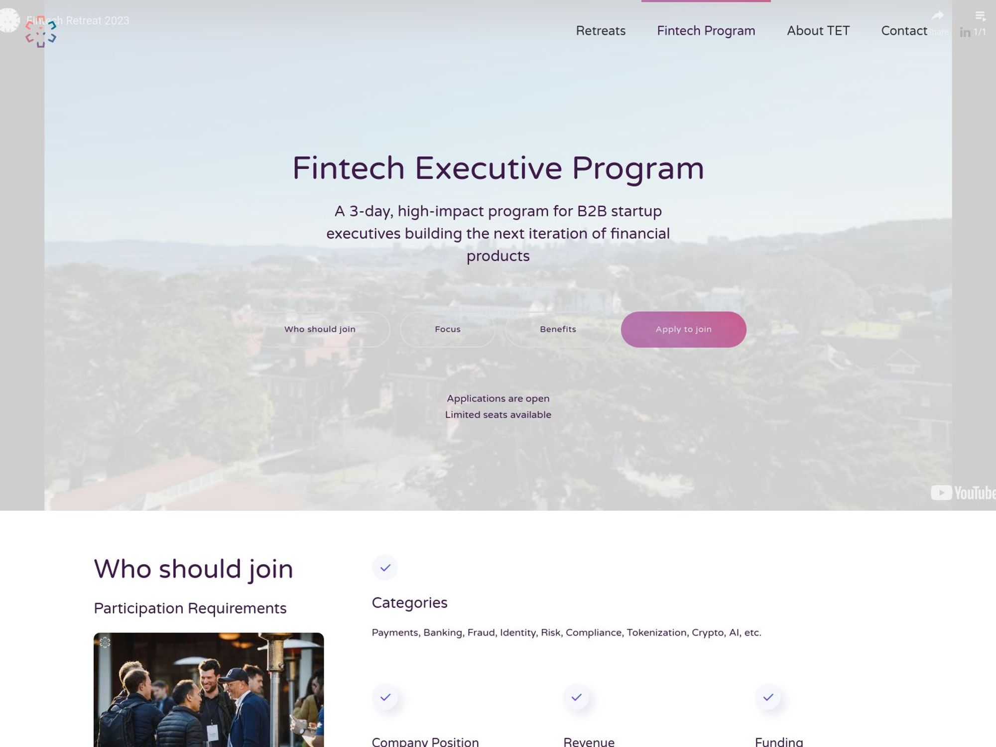 Fintech Executive Program website