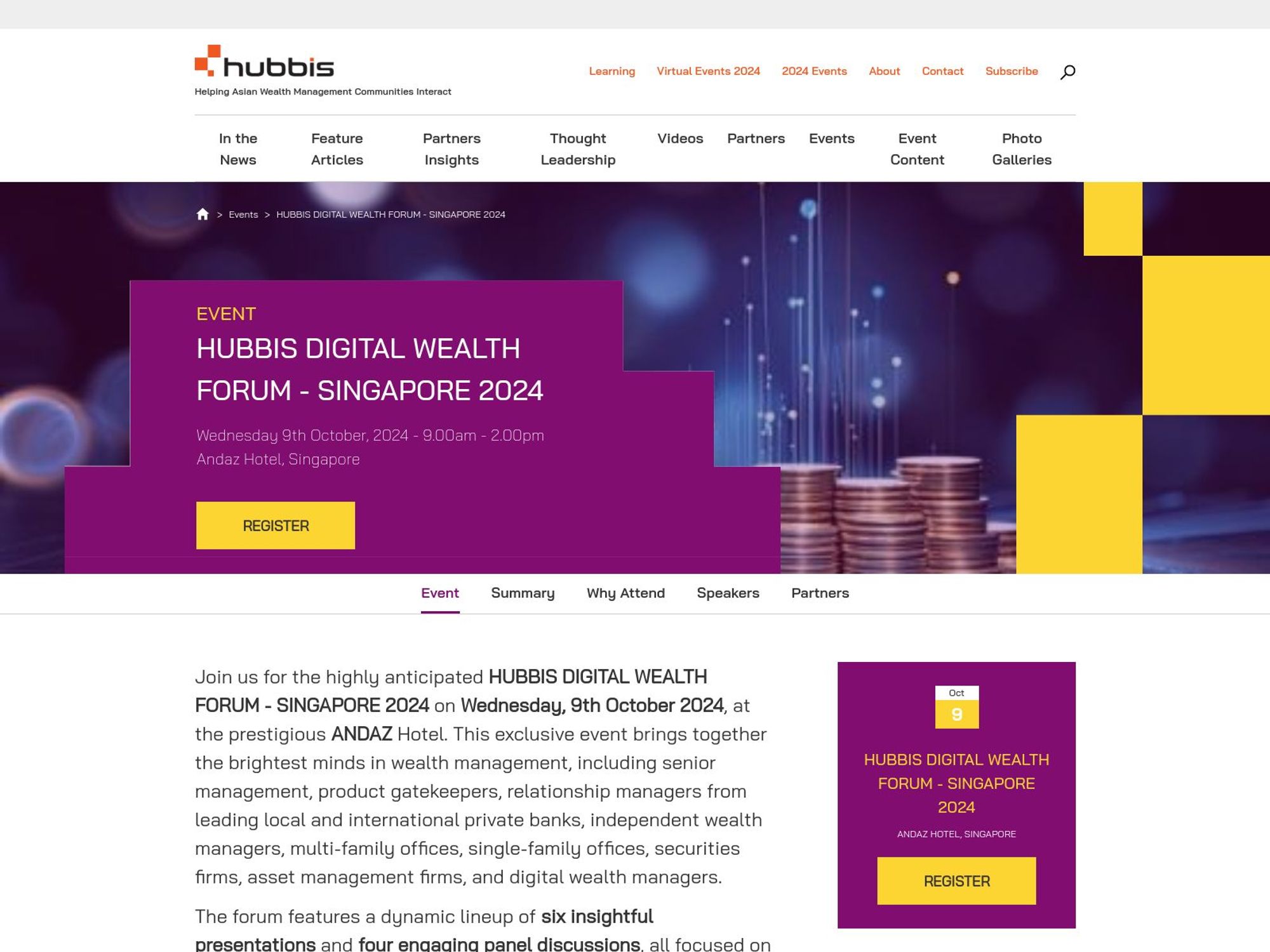 Hubbis Digital Wealth Forum website