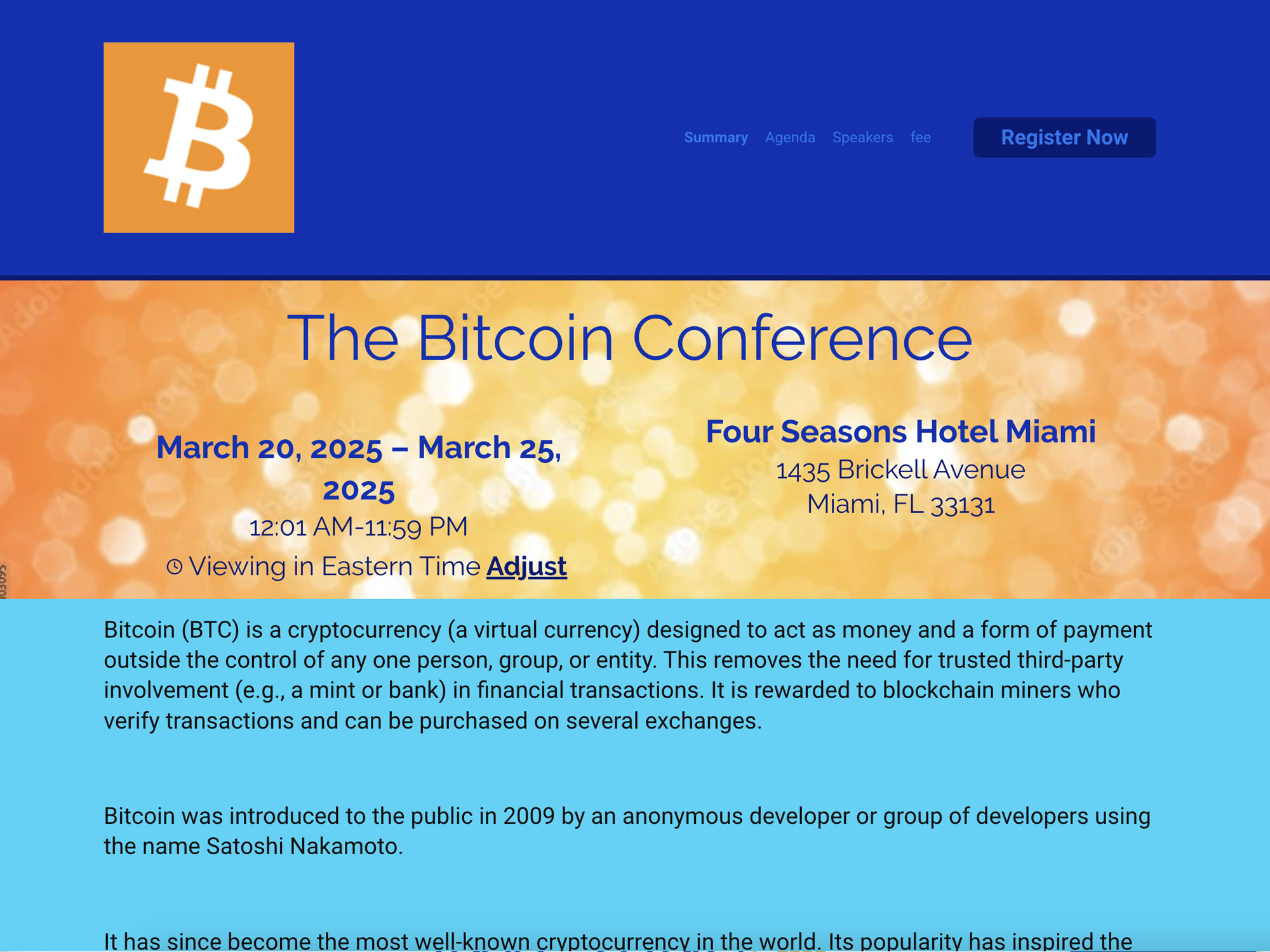 The Bitcoin Conference website