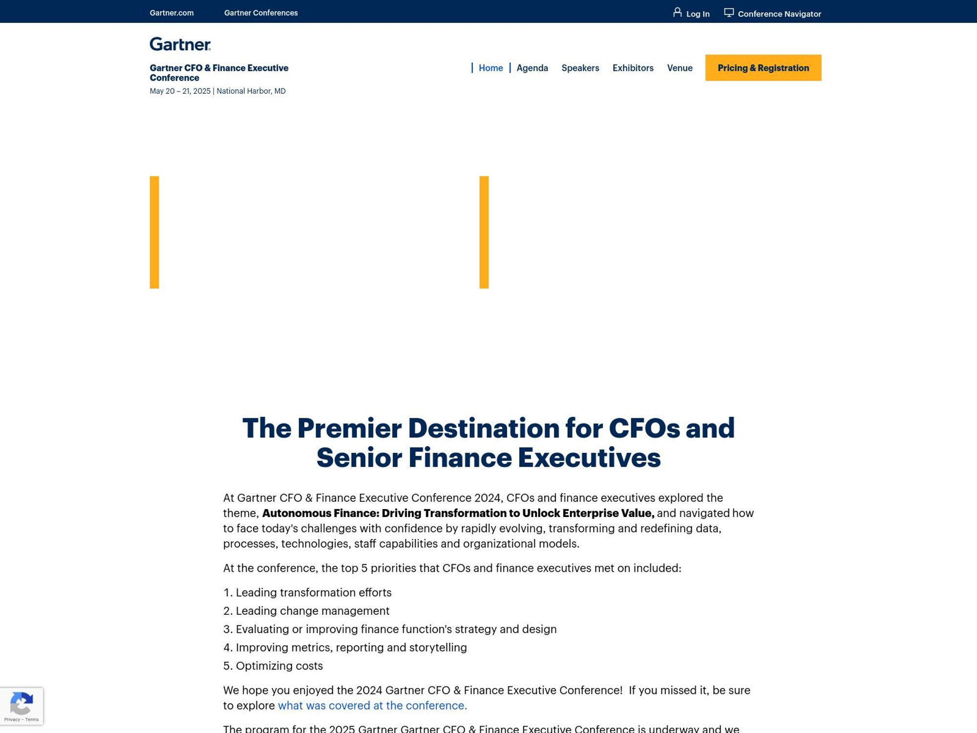 Gartner CFO & Finance Executive Conference screenshot