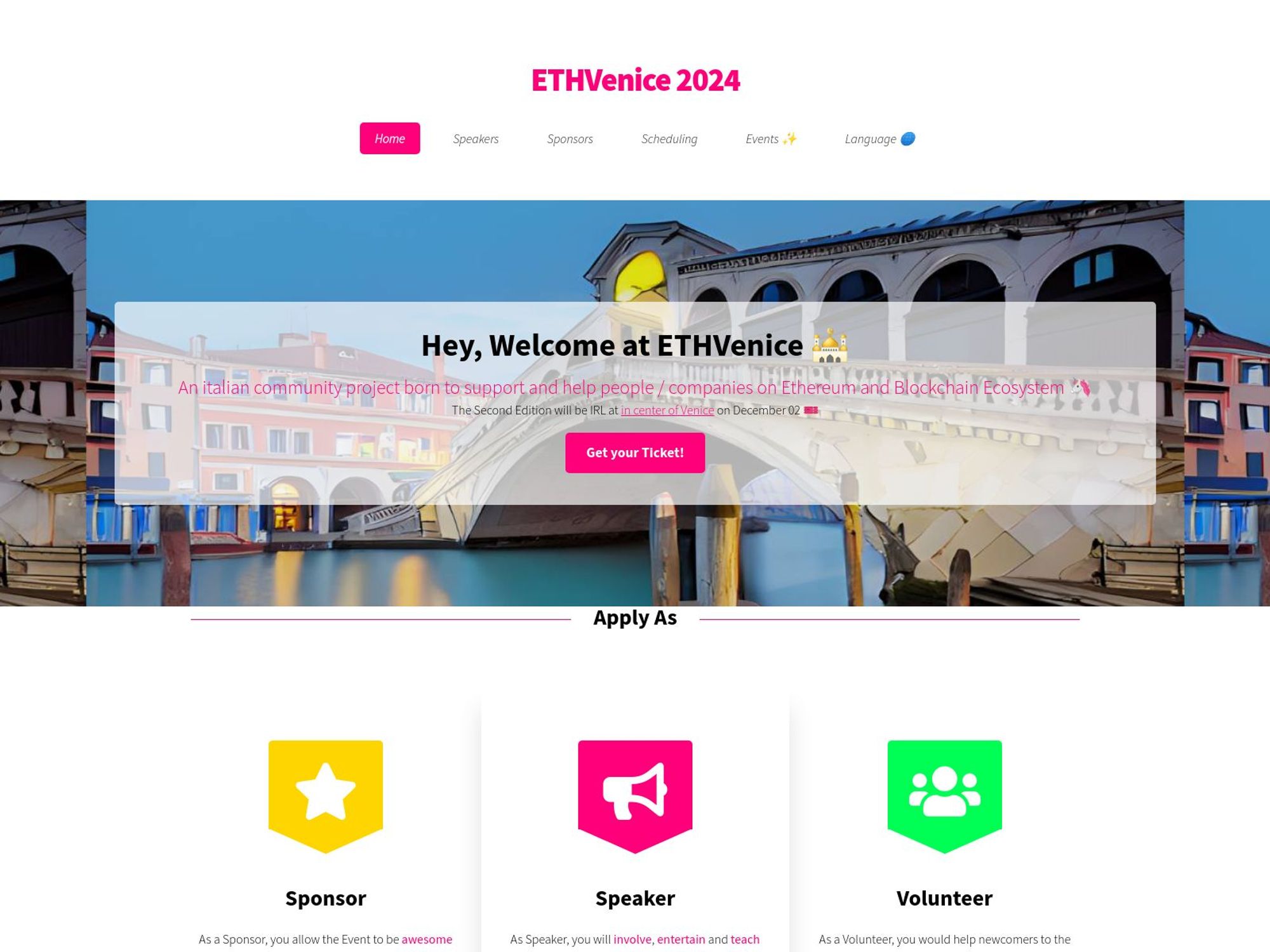 ETHVenice website