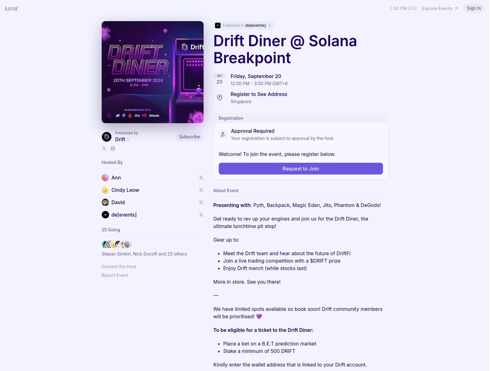 Drift Diner @ Solana Breakpoint screenshot