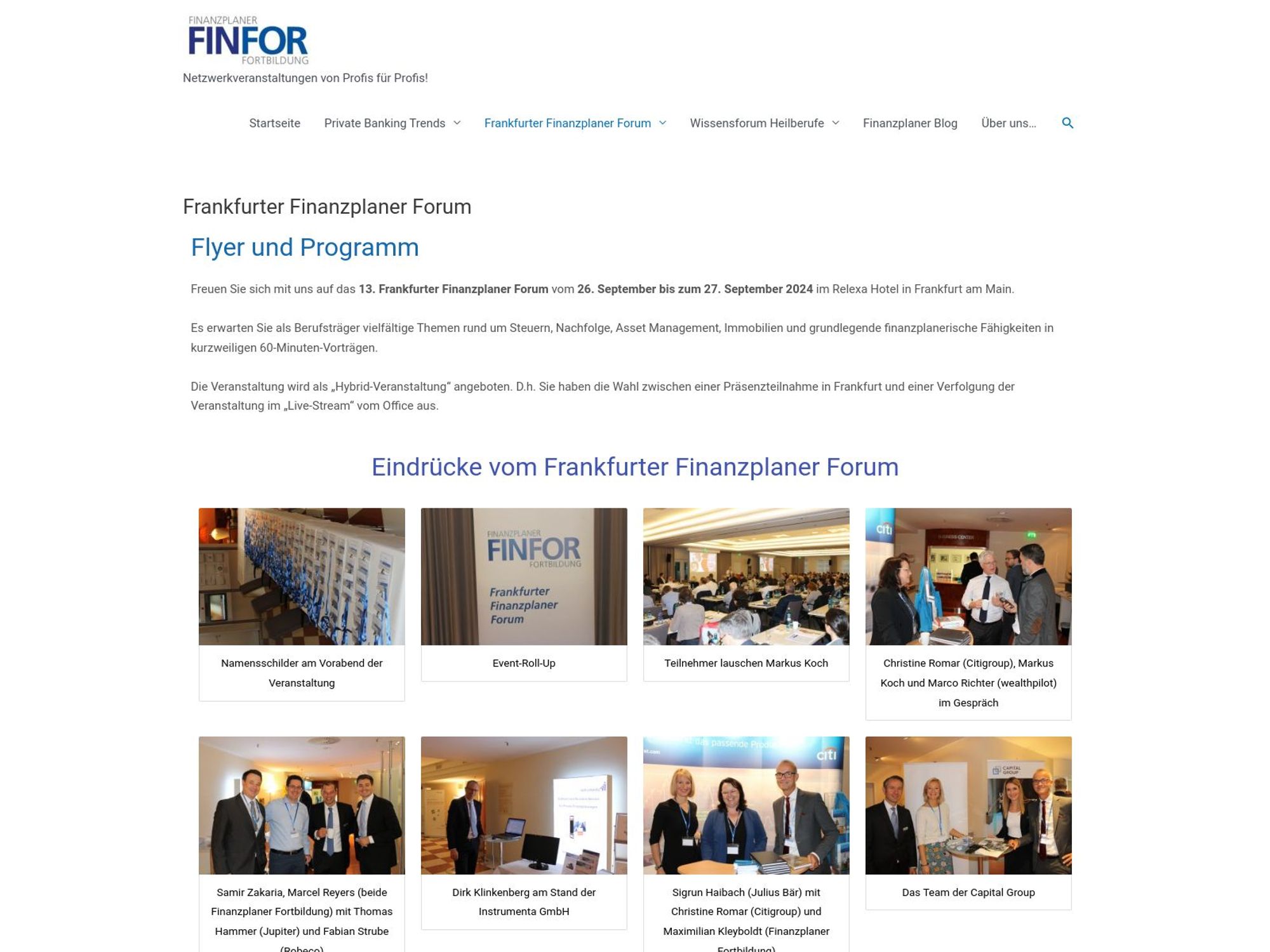 13. Frankfurter Finanzplaner Forum screenshot