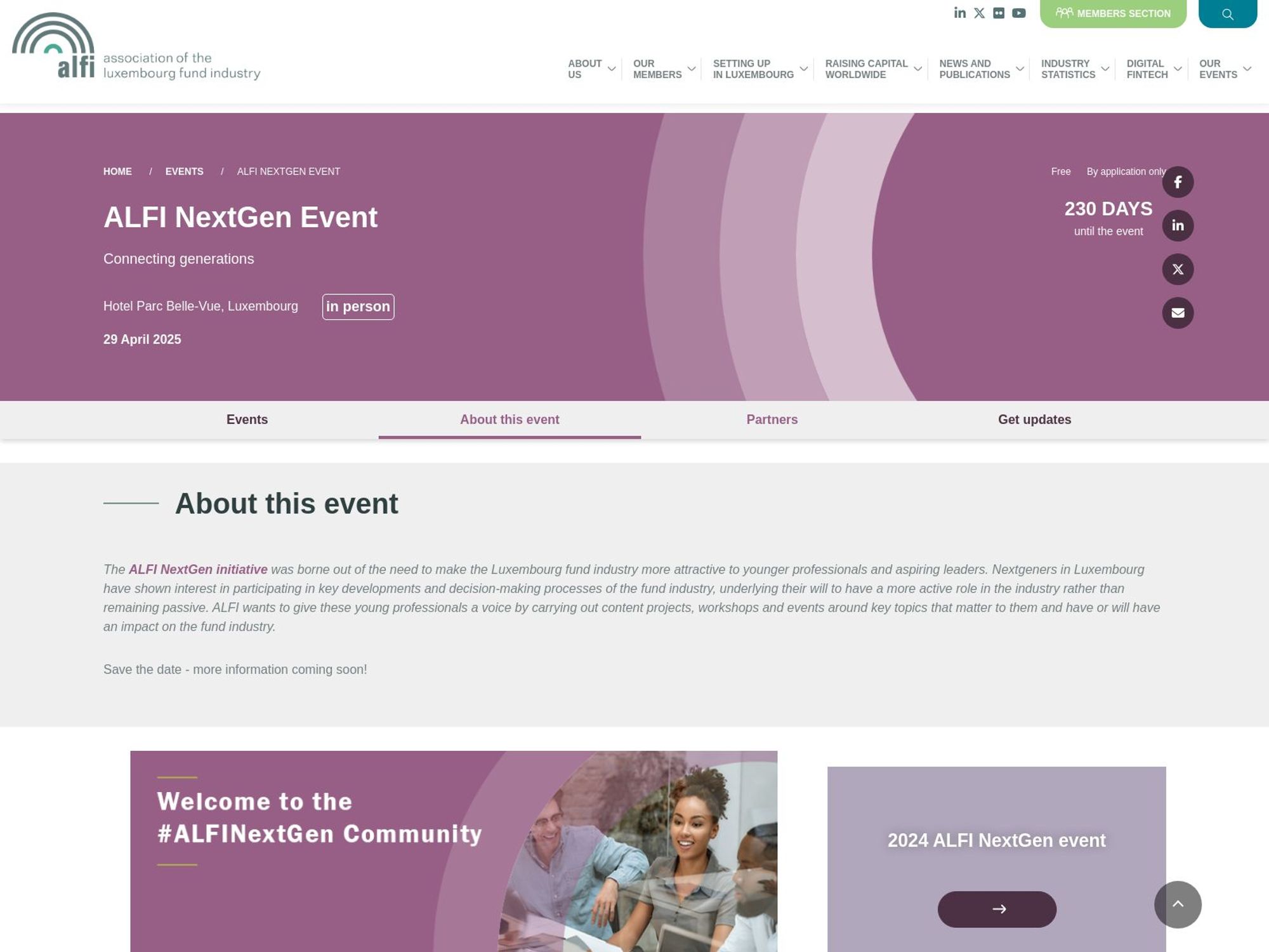 ALFI NextGen Event website