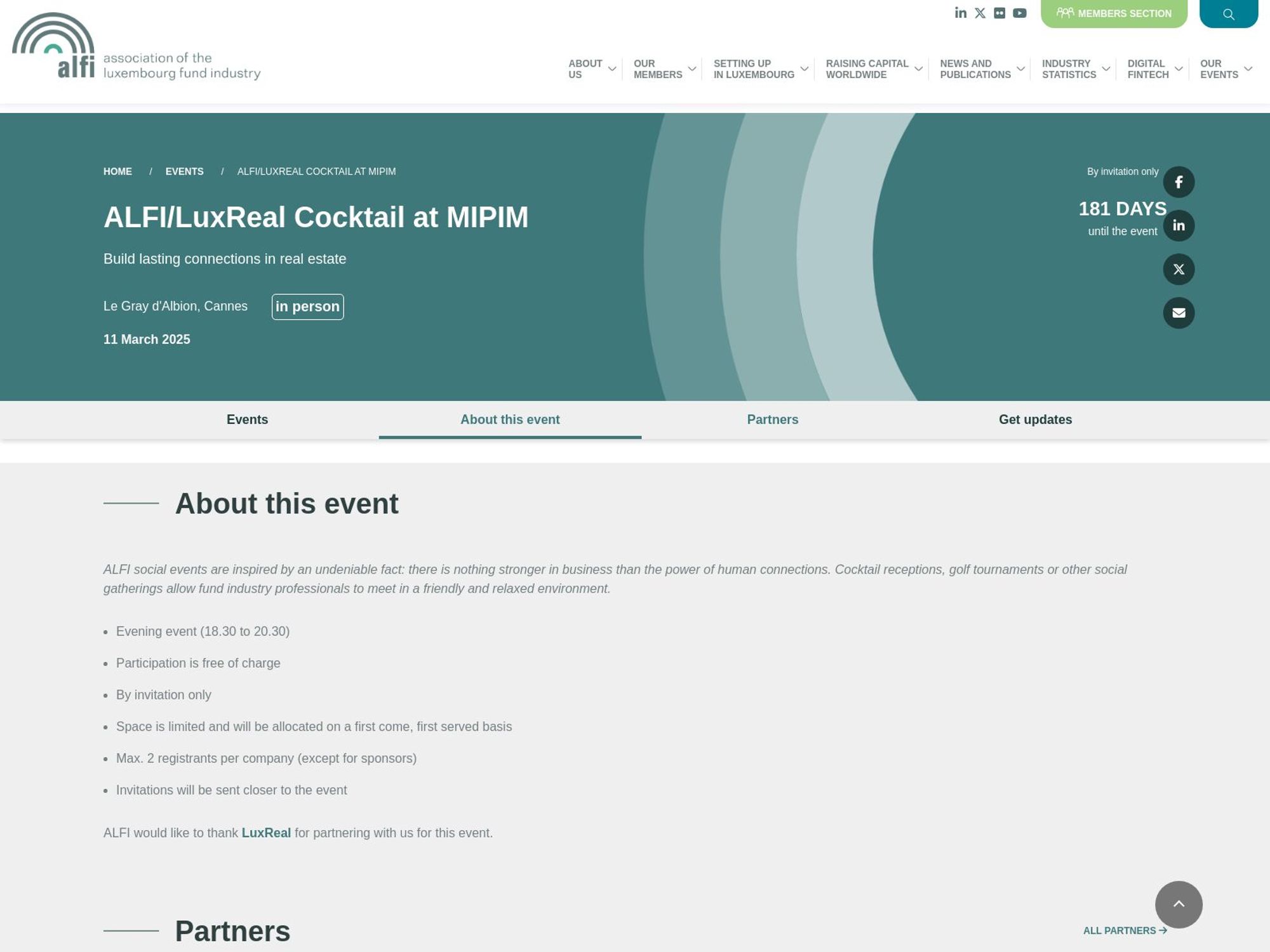 ALFI/LuxReal Cocktail at MIPIM screenshot