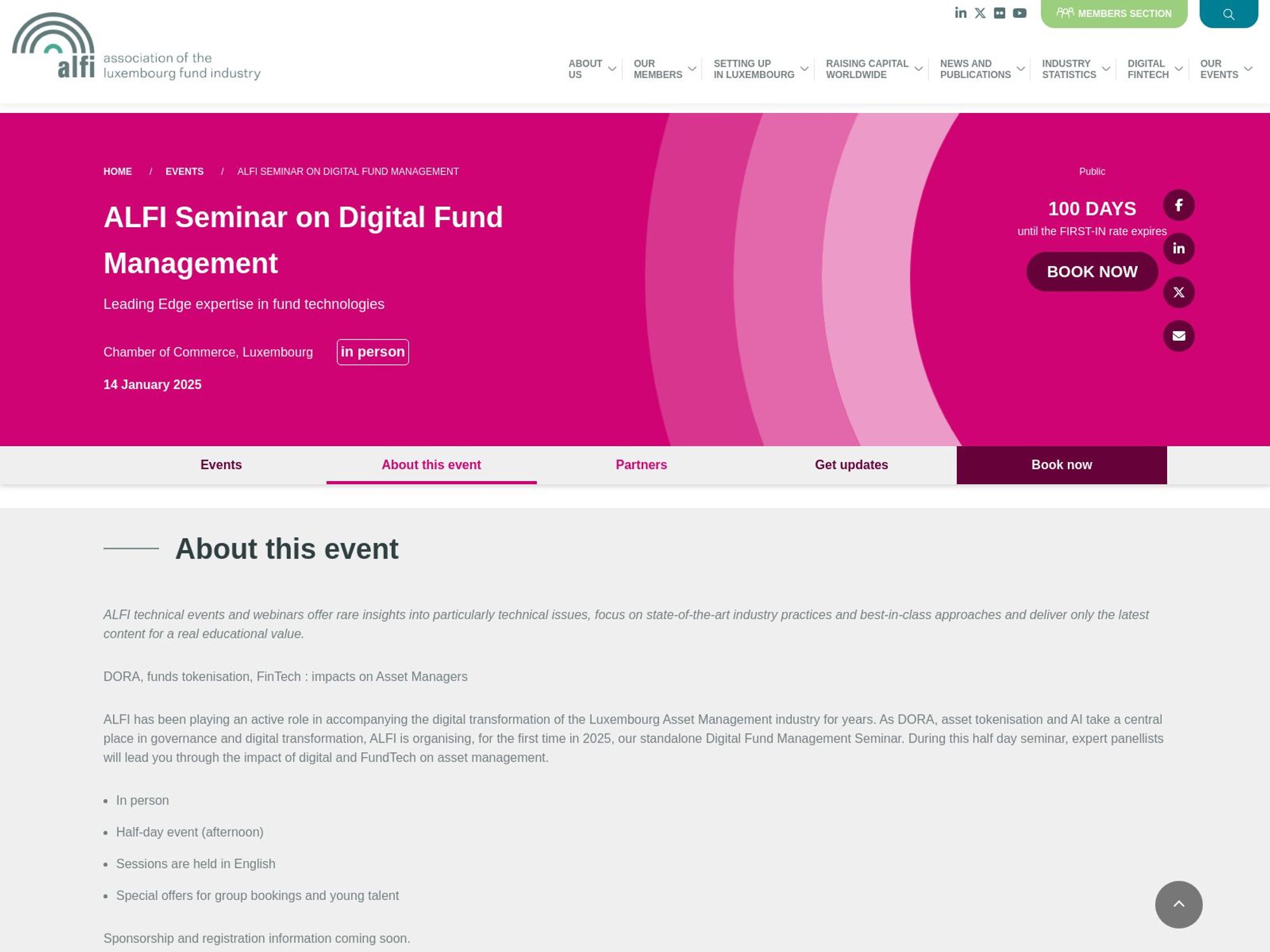 ALFI Seminar on Digital Fund Management website