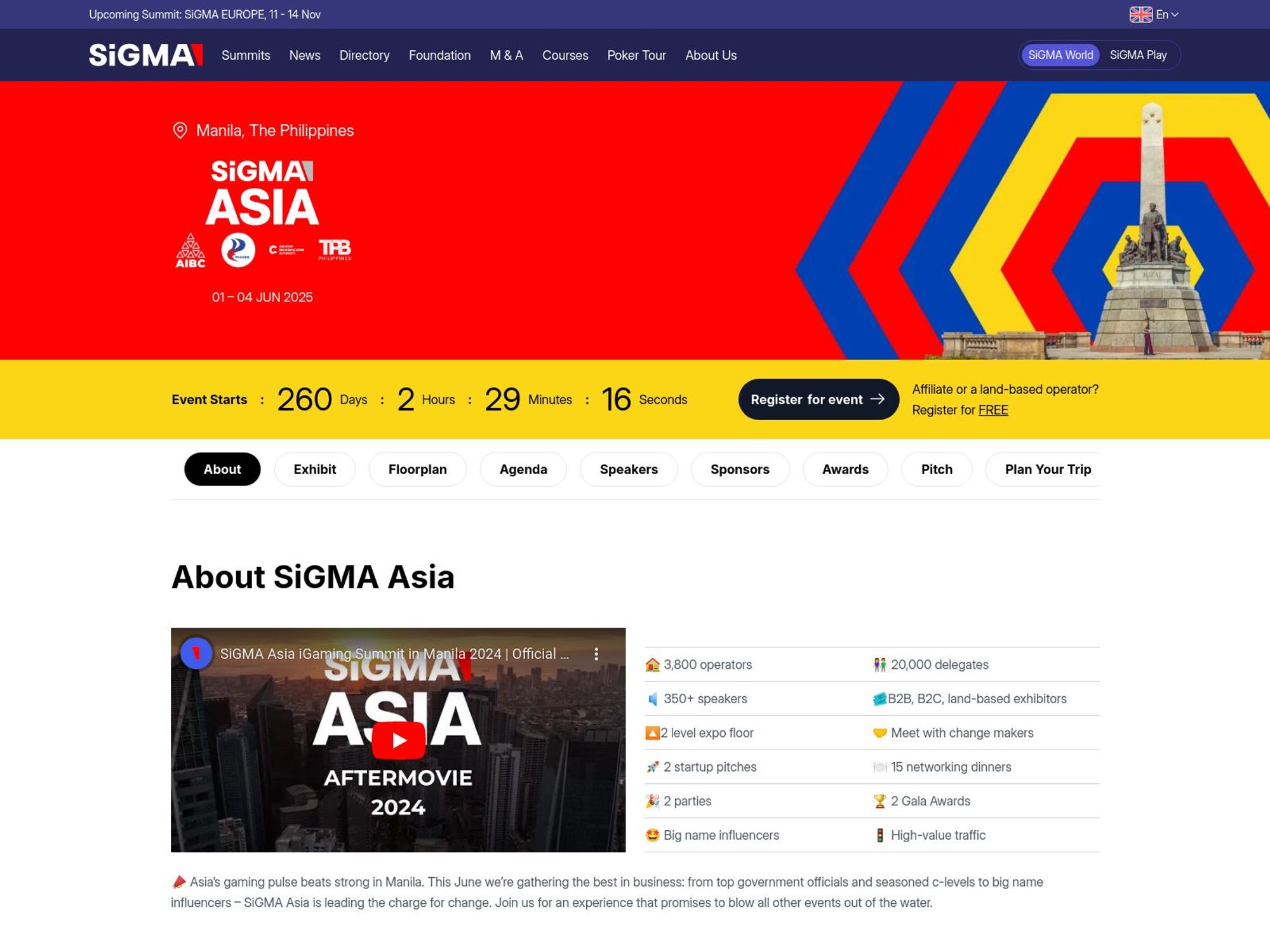 SiGMA Asia website