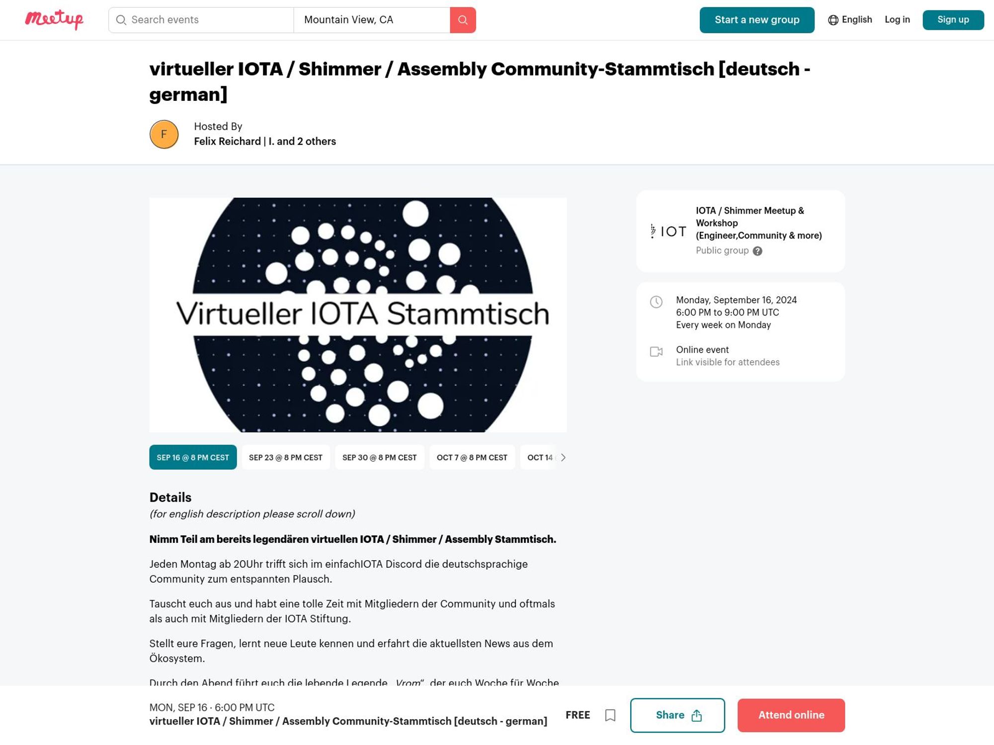 Virtual IOTA Community Meetup Germany screenshot