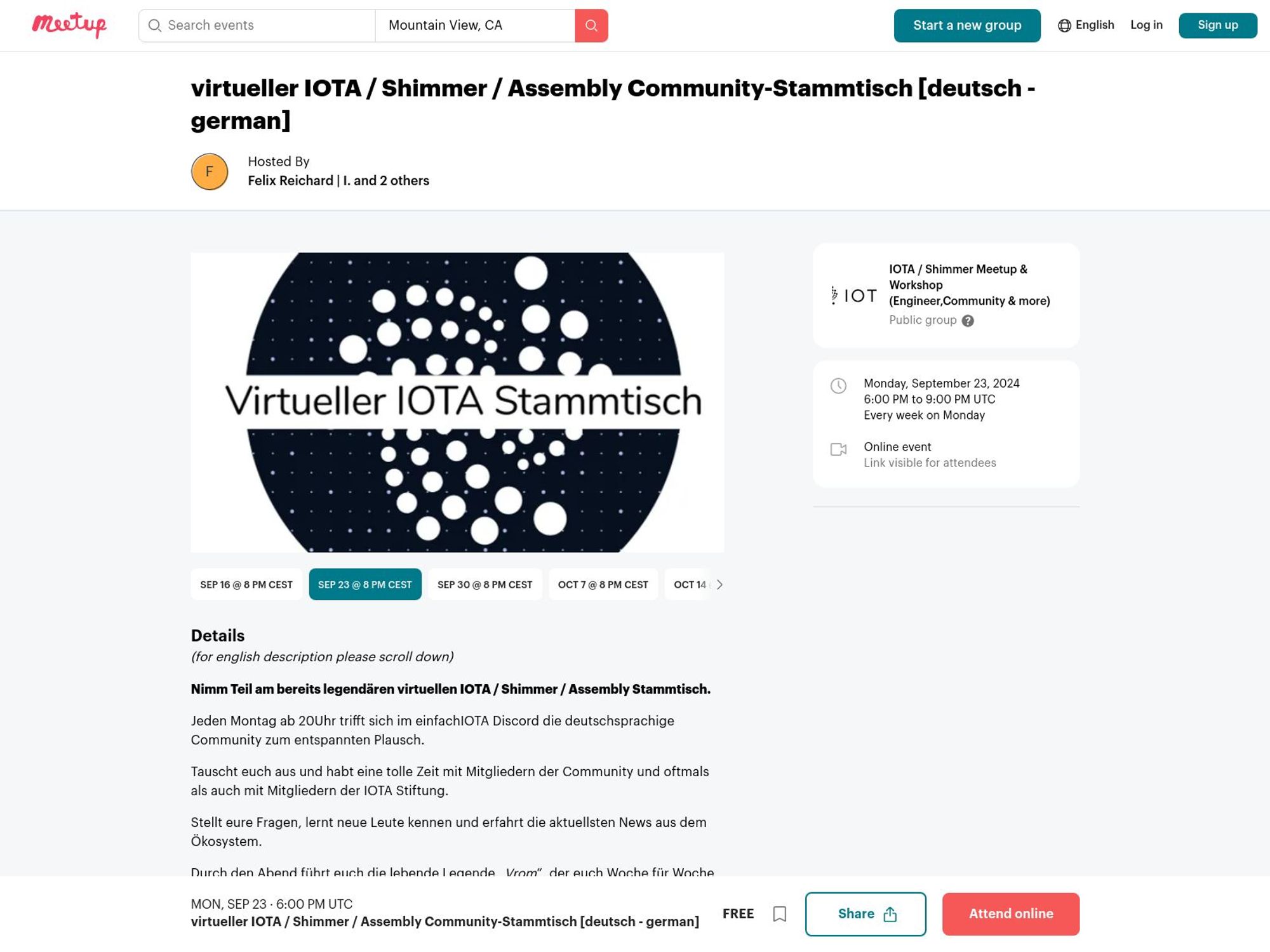 Virtual IOTA Community Meetup Germany screenshot