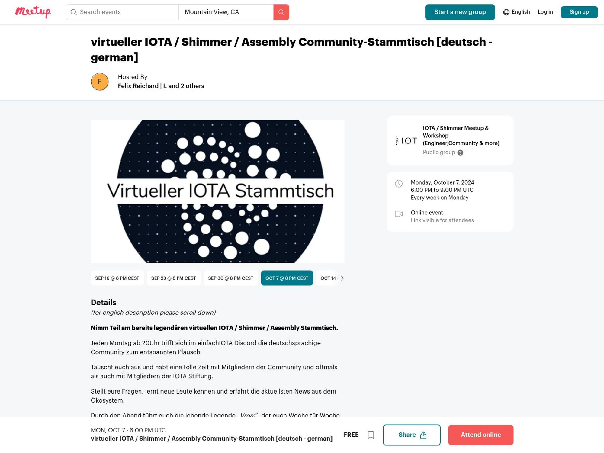 Virtual IOTA Community Meetup Germany screenshot