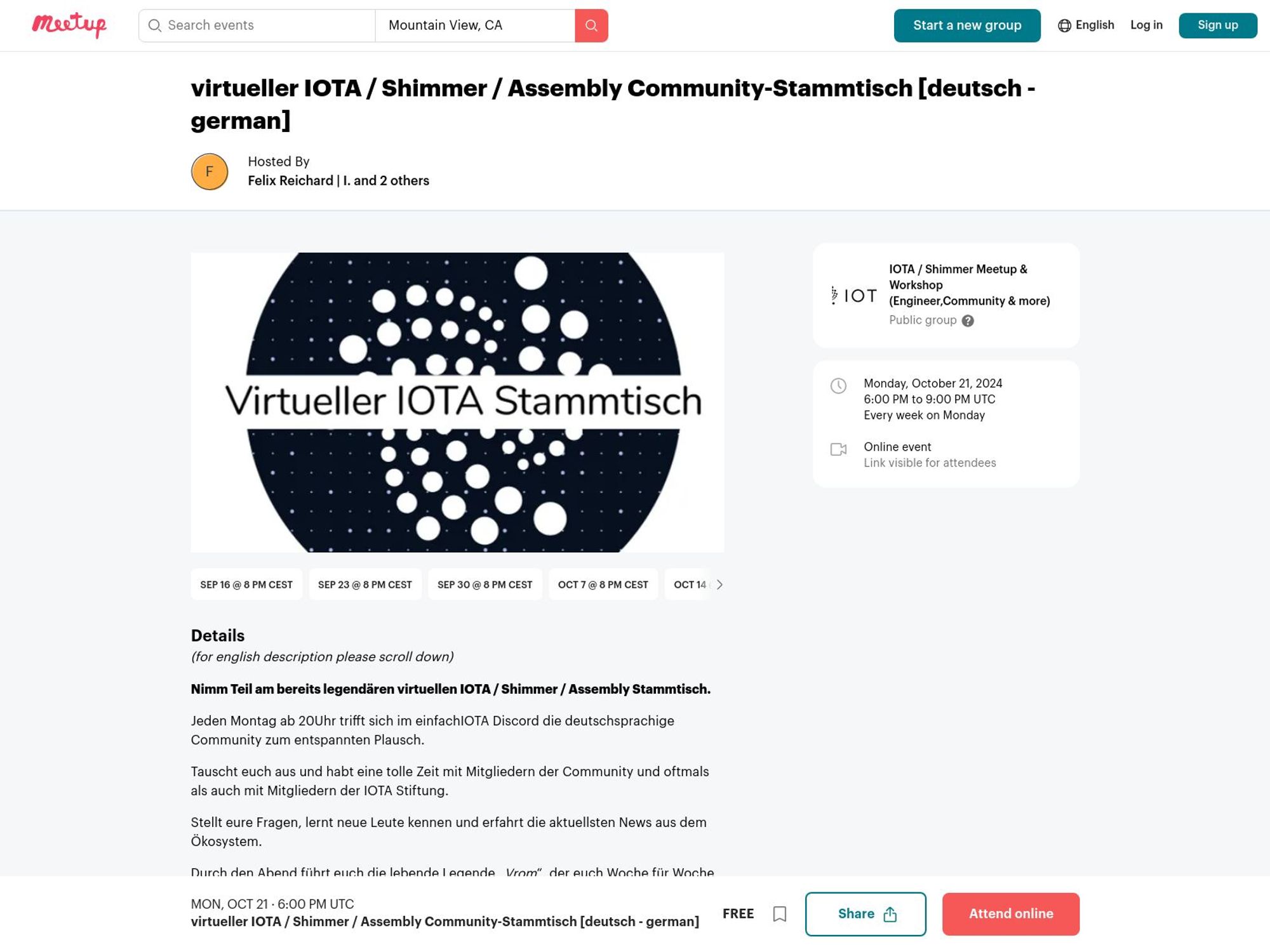 Virtual IOTA Community Meetup Germany screenshot