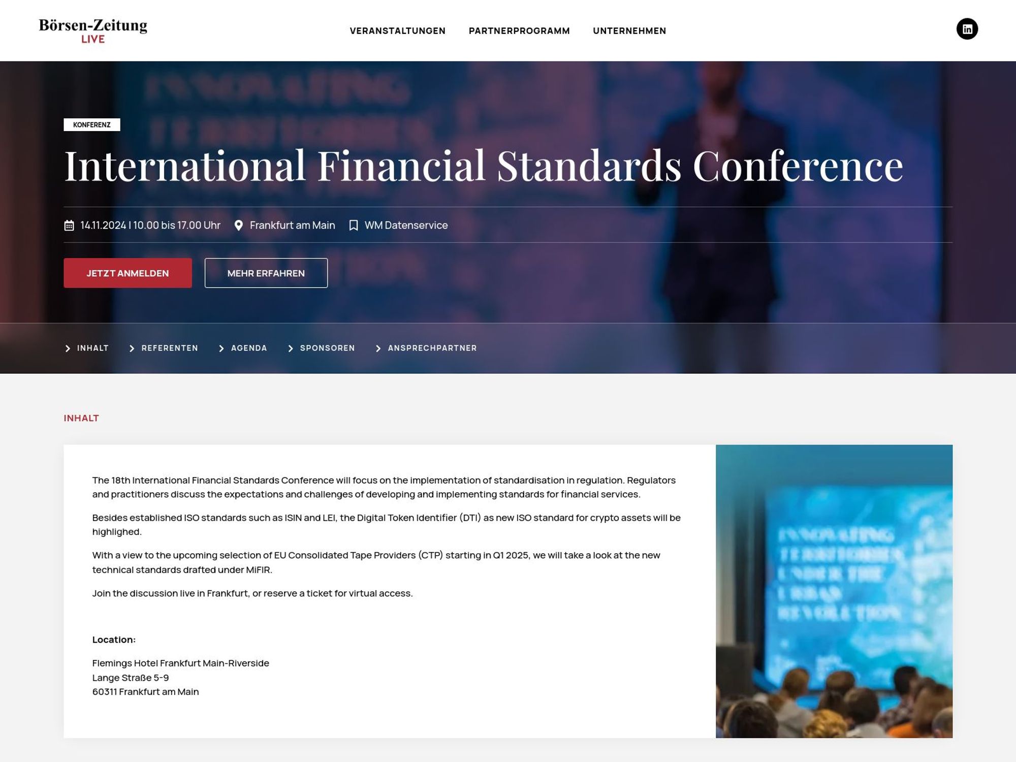 International Financial Standards Conference screenshot