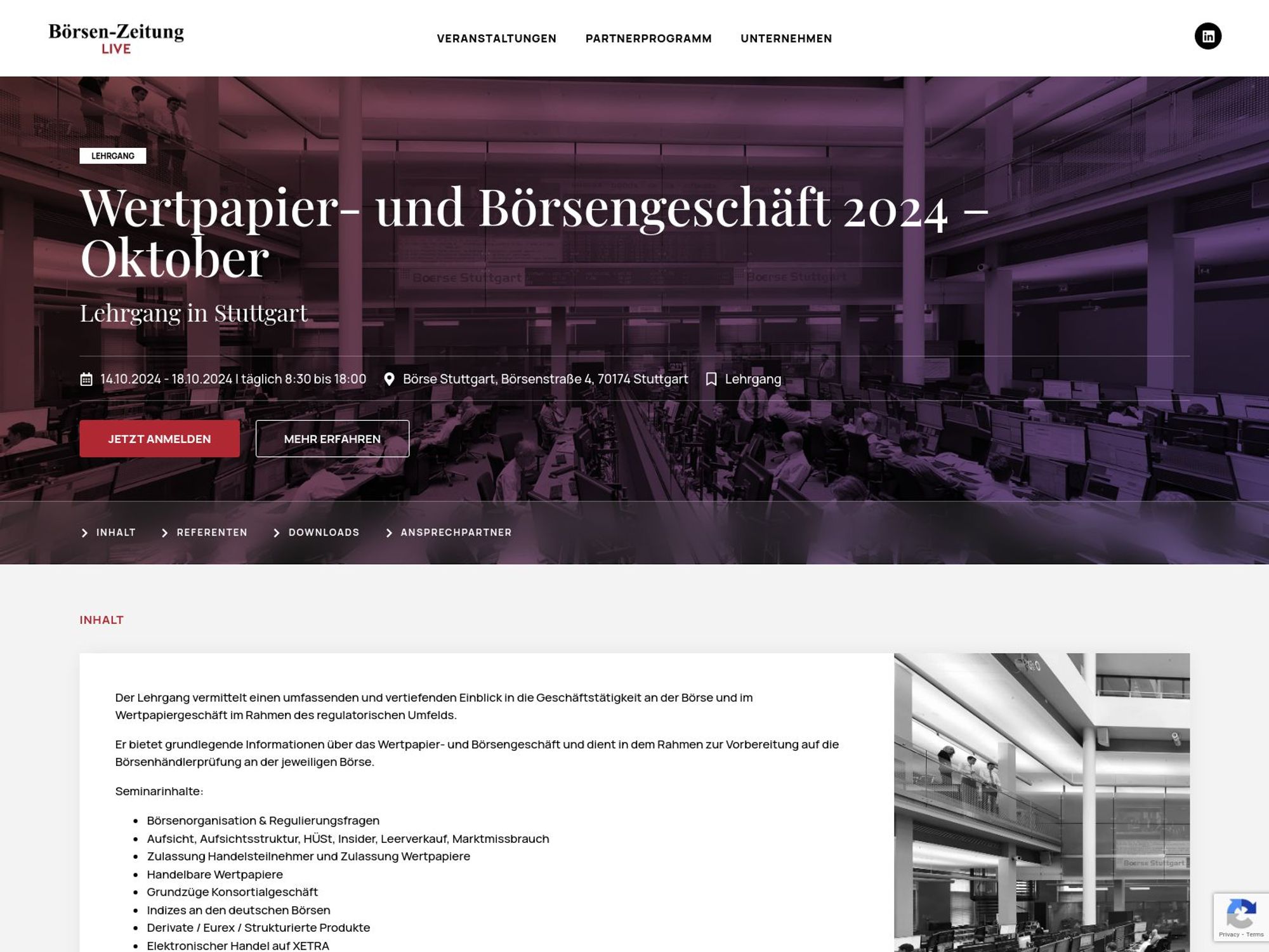 Wertpapier- und Börsengeschäft 2024 – Oktober website