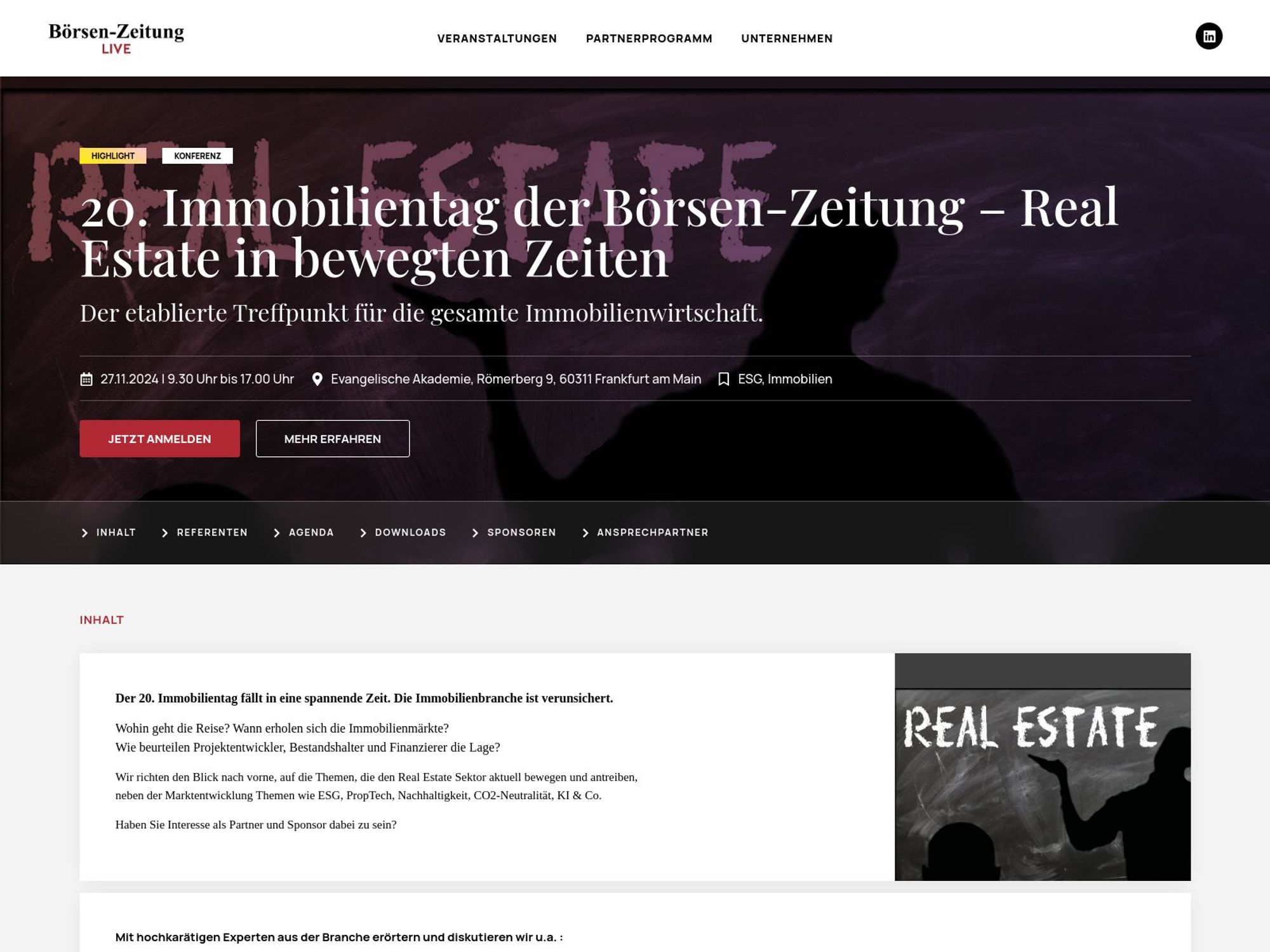 . Immobilientag der Börsen-Zeitung – Real Estate in bewegten Zeiten screenshot