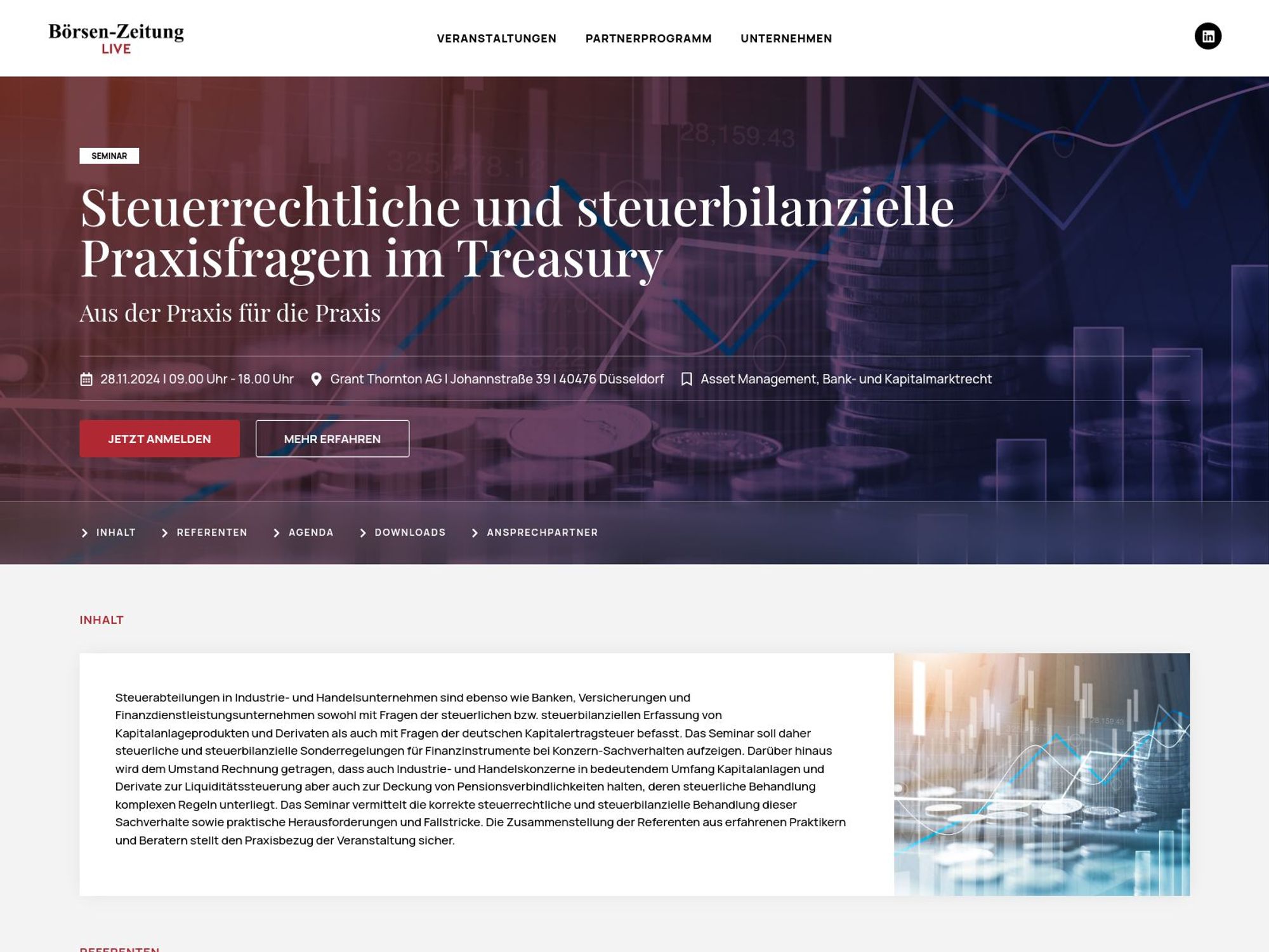 Steuerrechtliche und steuerbilanzielle Praxisfragen im Treasury website