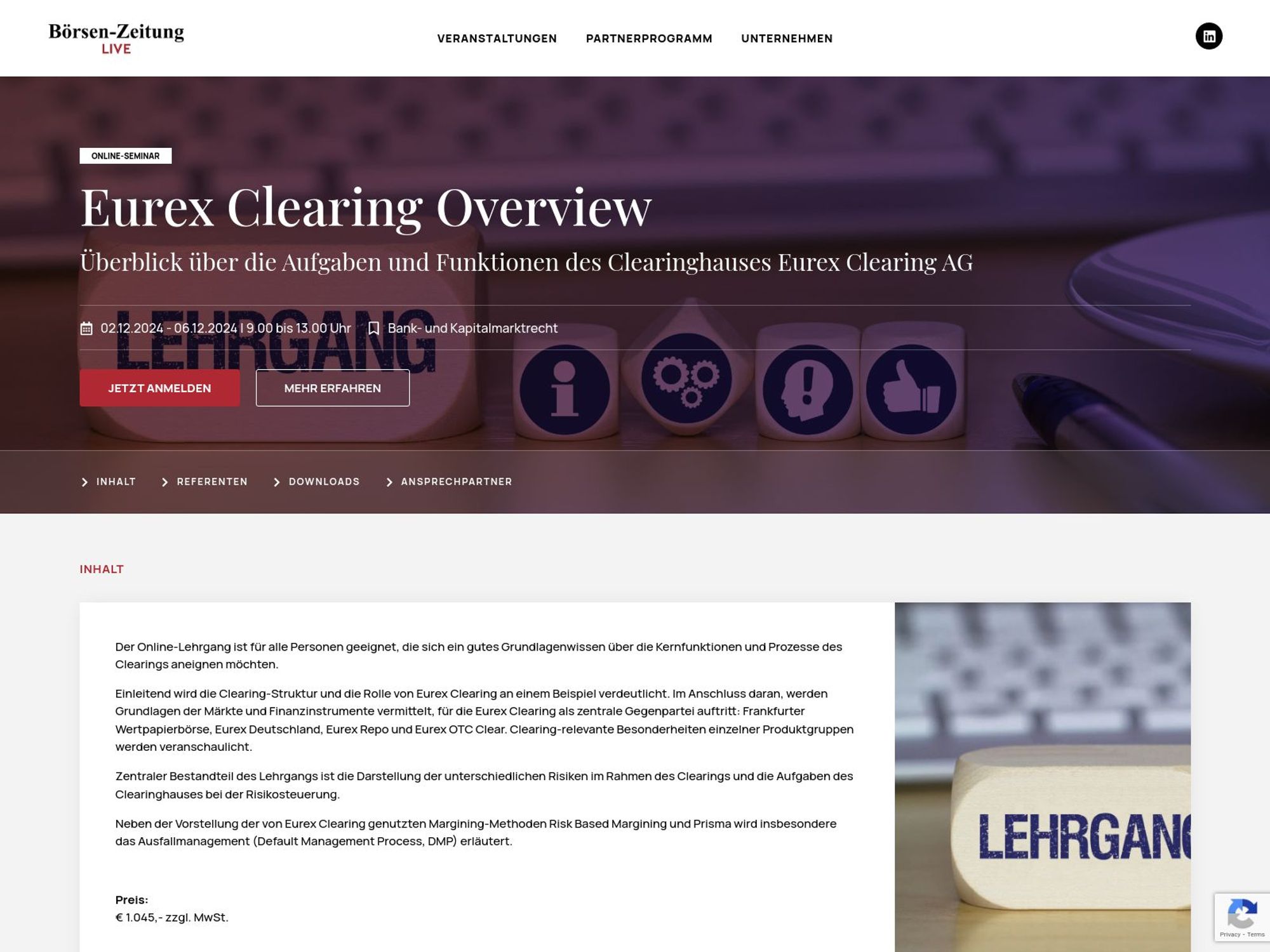 Eurex Clearing Overview website