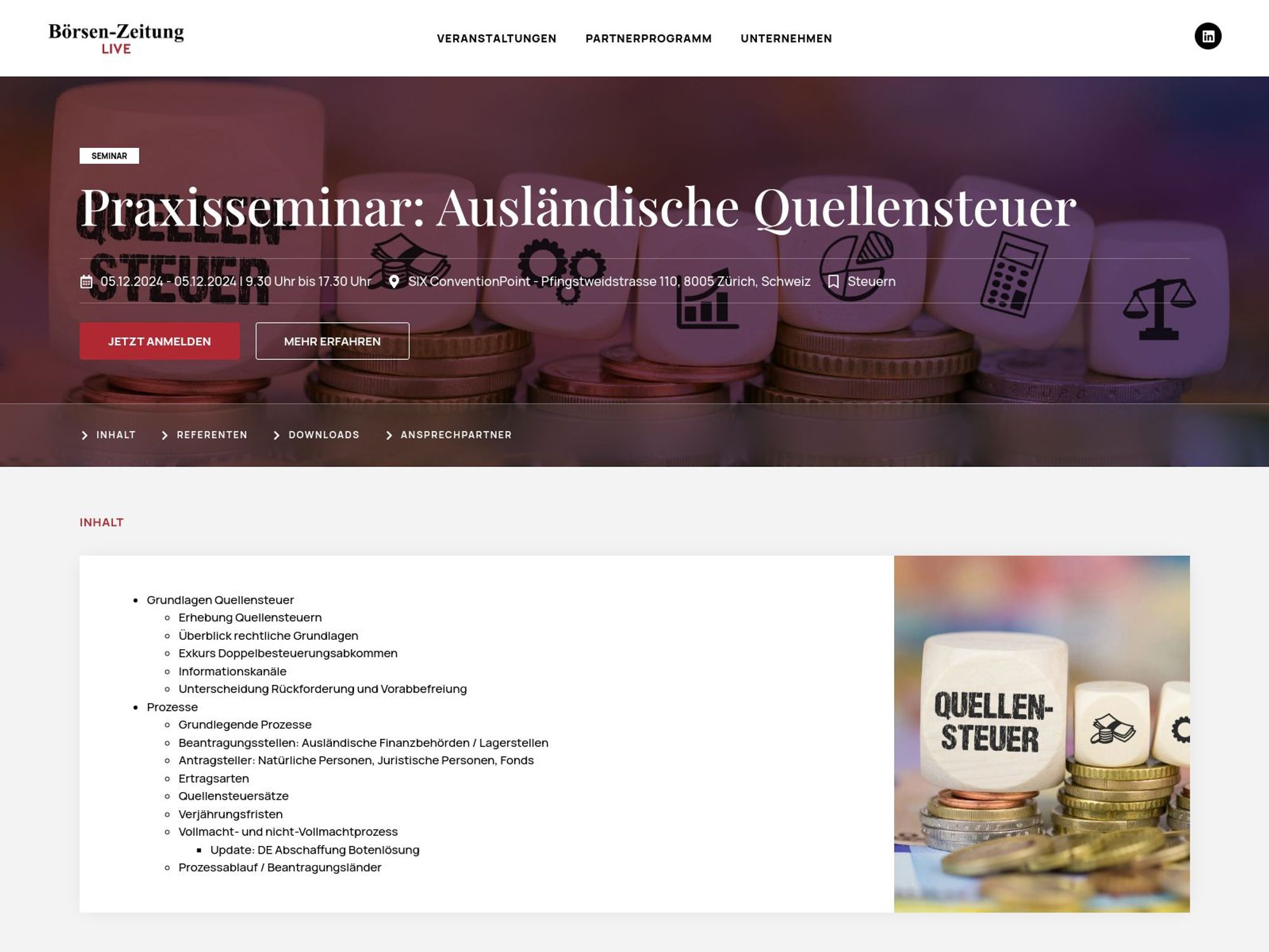 Praxisseminar: Ausländische Quellensteuer website