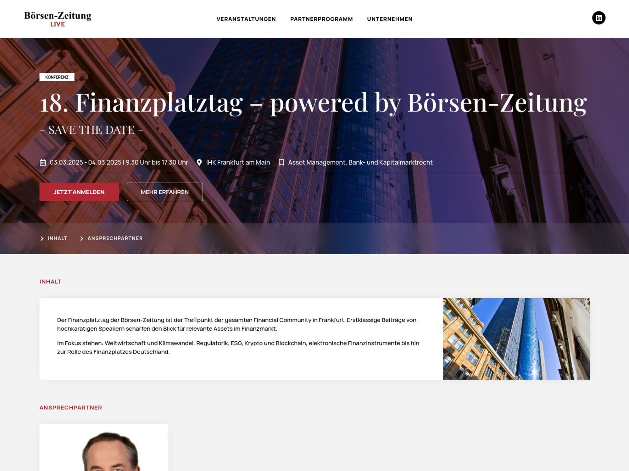 18. Finanzplatztag – powered by Börsen-Zeitung website