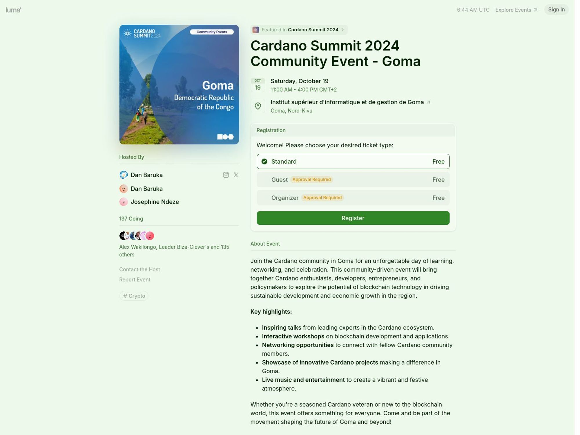 Cardano Summit 2024 Community Event - Goma website