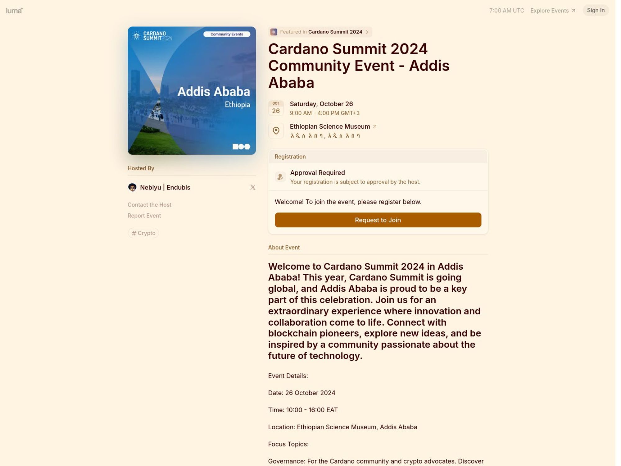 Cardano Summit 2024 Community Event - Addis Ababa website