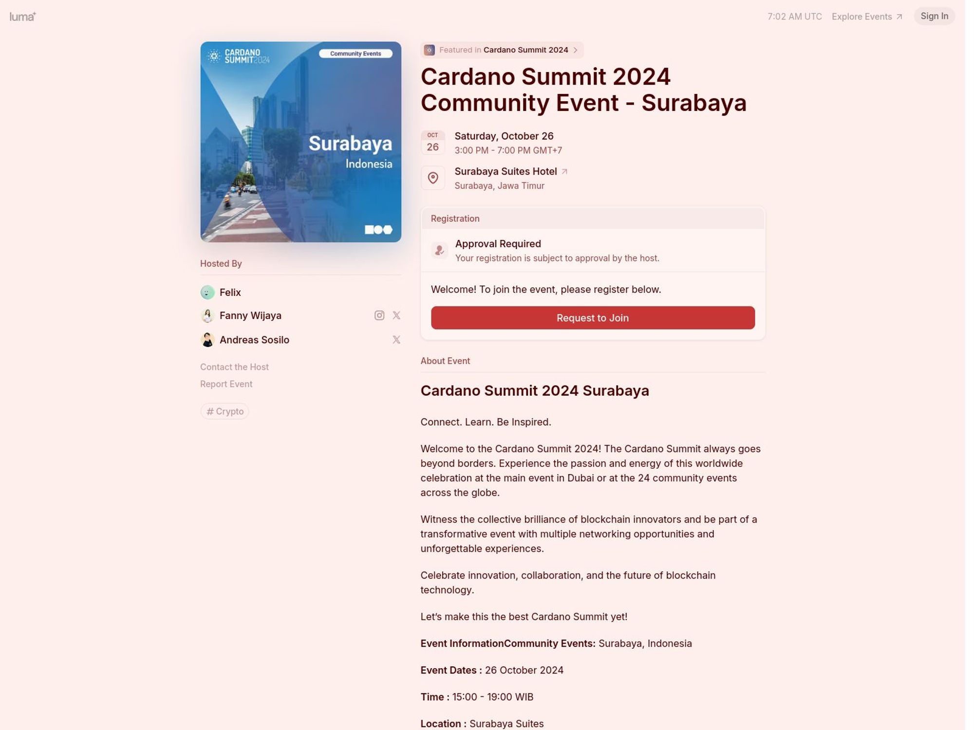 Cardano Summit 2024 Community Event - Surabaya website