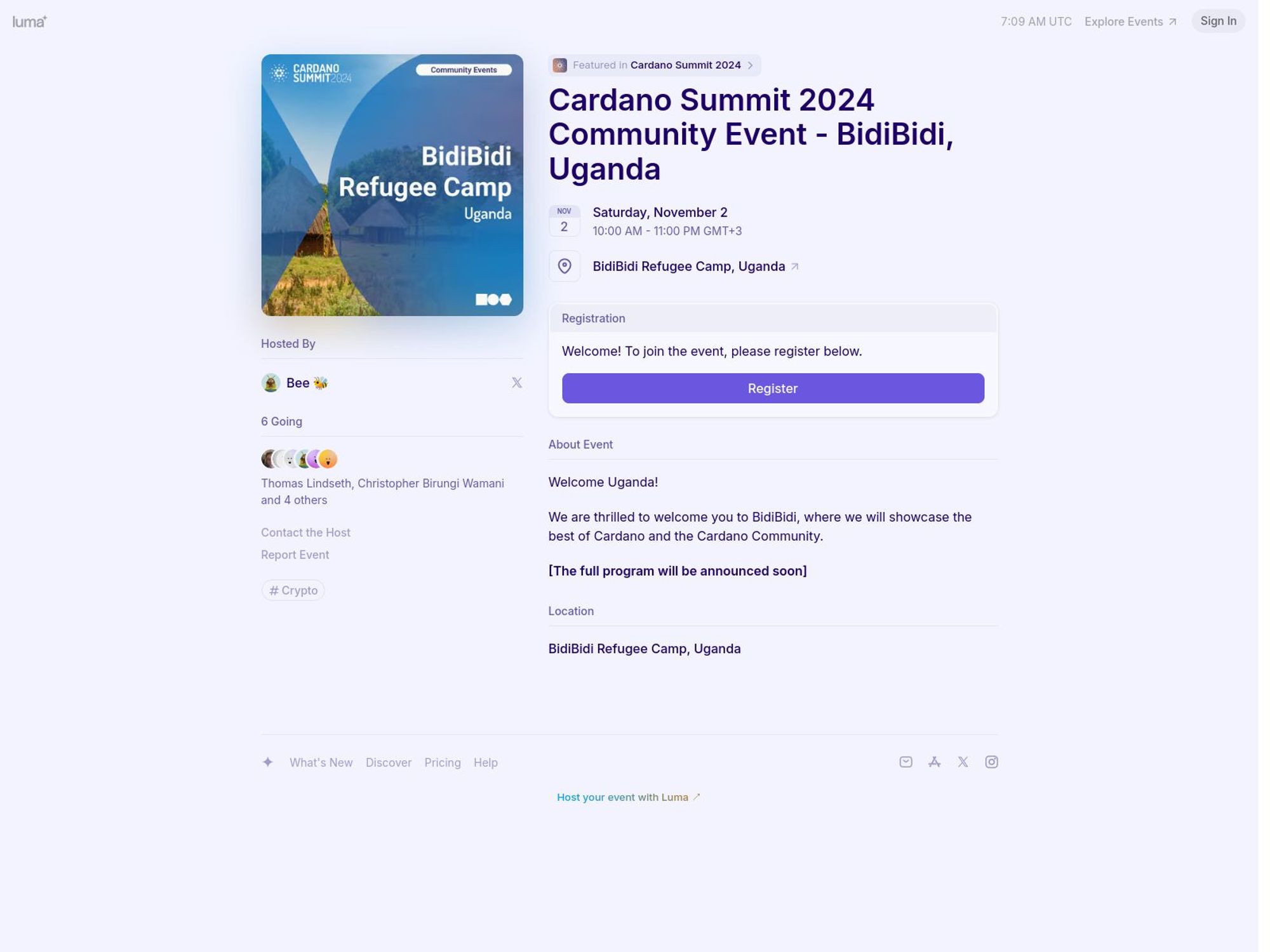 Cardano Summit 2024 Community Event - BidiBidi, Uganda website