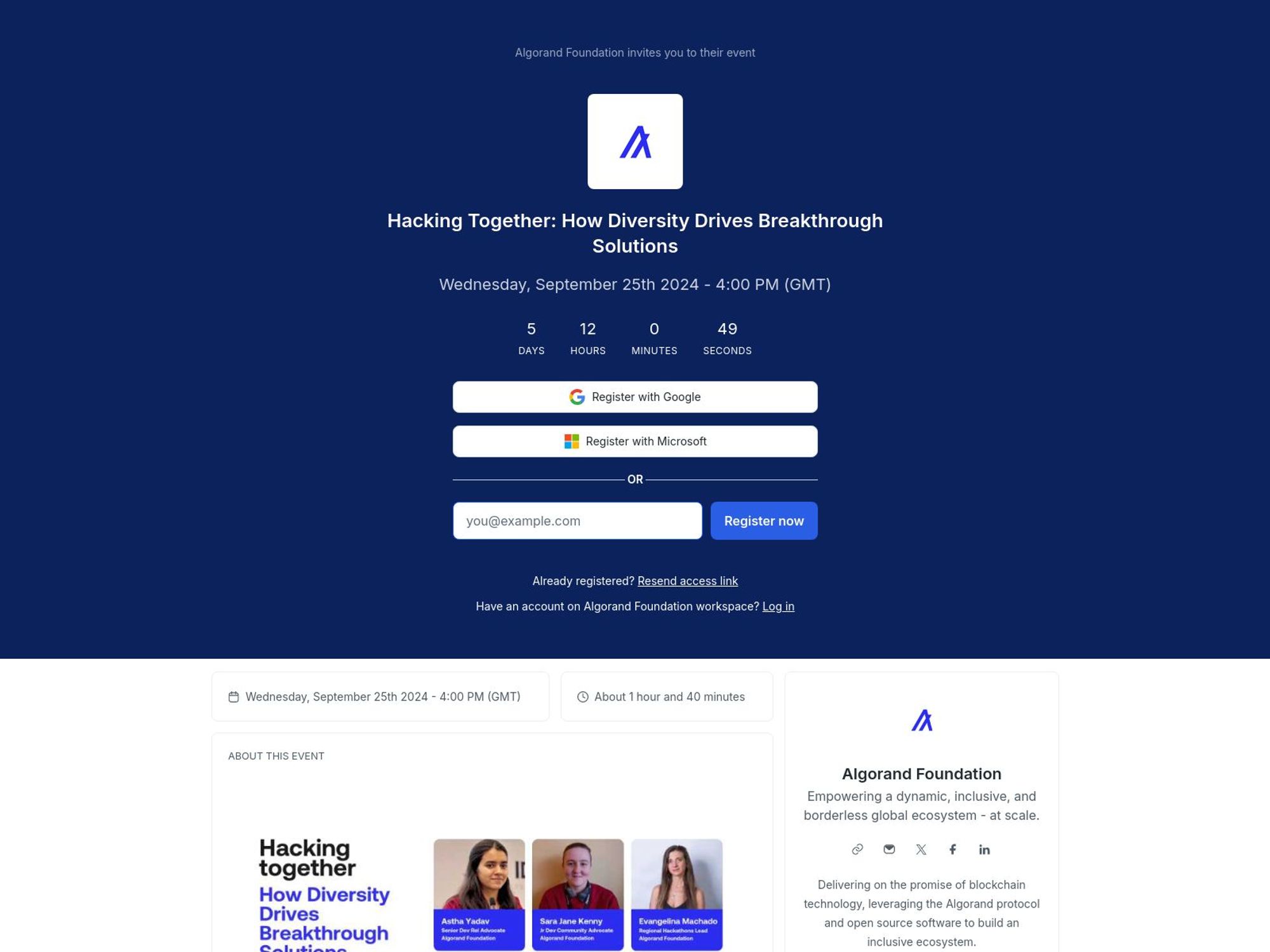 Algorand: Hacking Together: How Diversity Drives Breakthrough Solutions screenshot