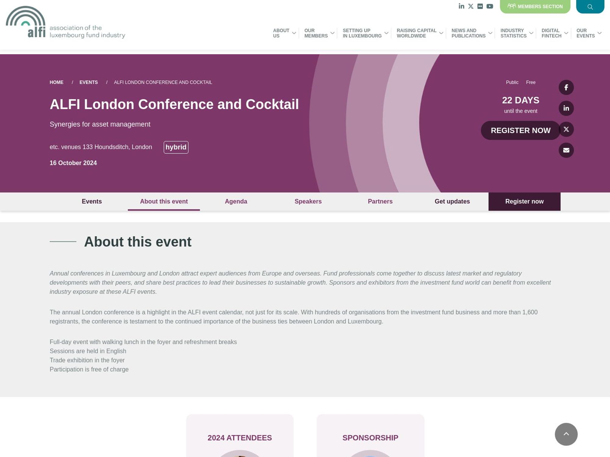 ALFI London Conference and Cocktail screenshot