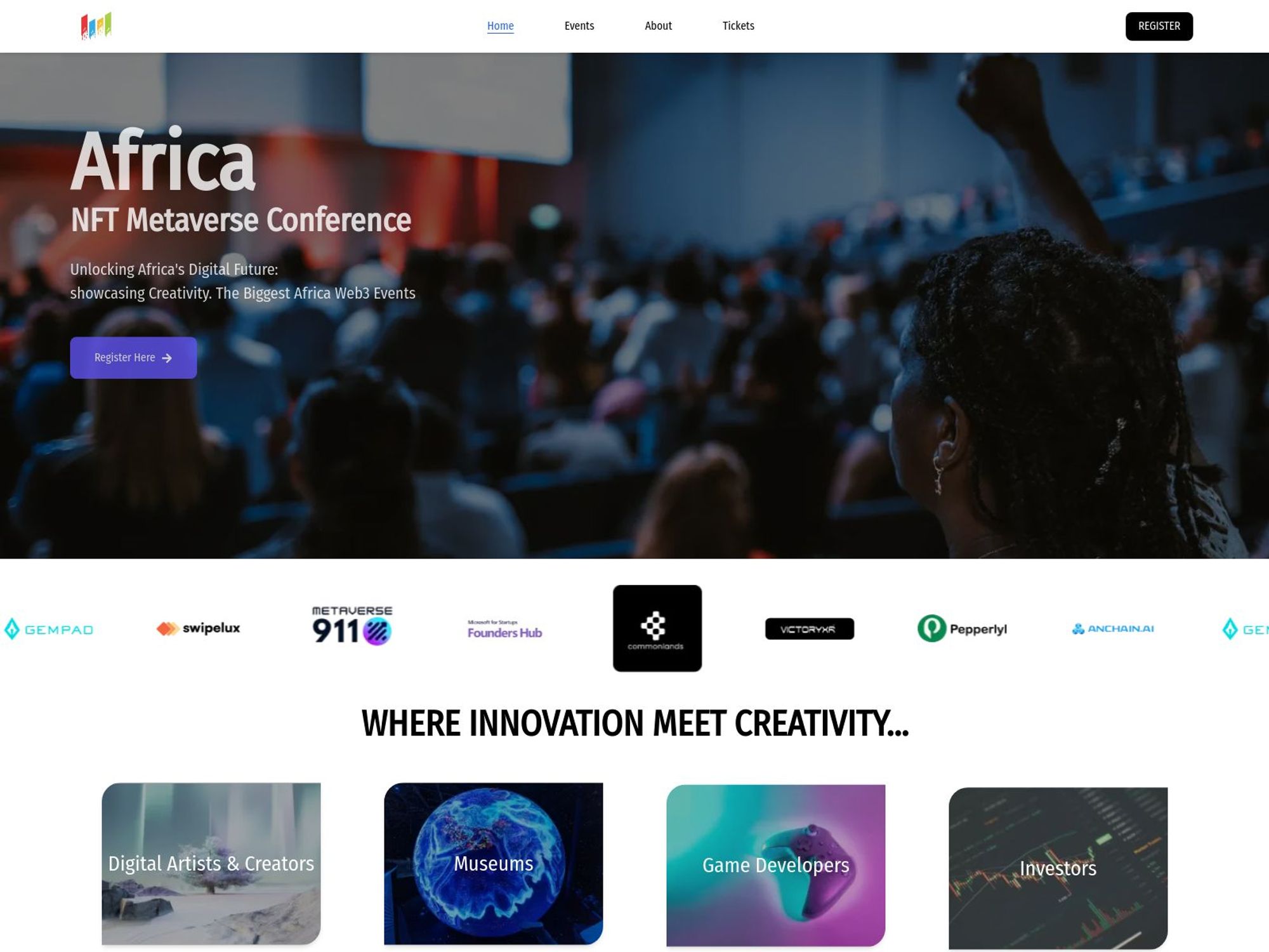 Africa NFT Metaverse Conference website