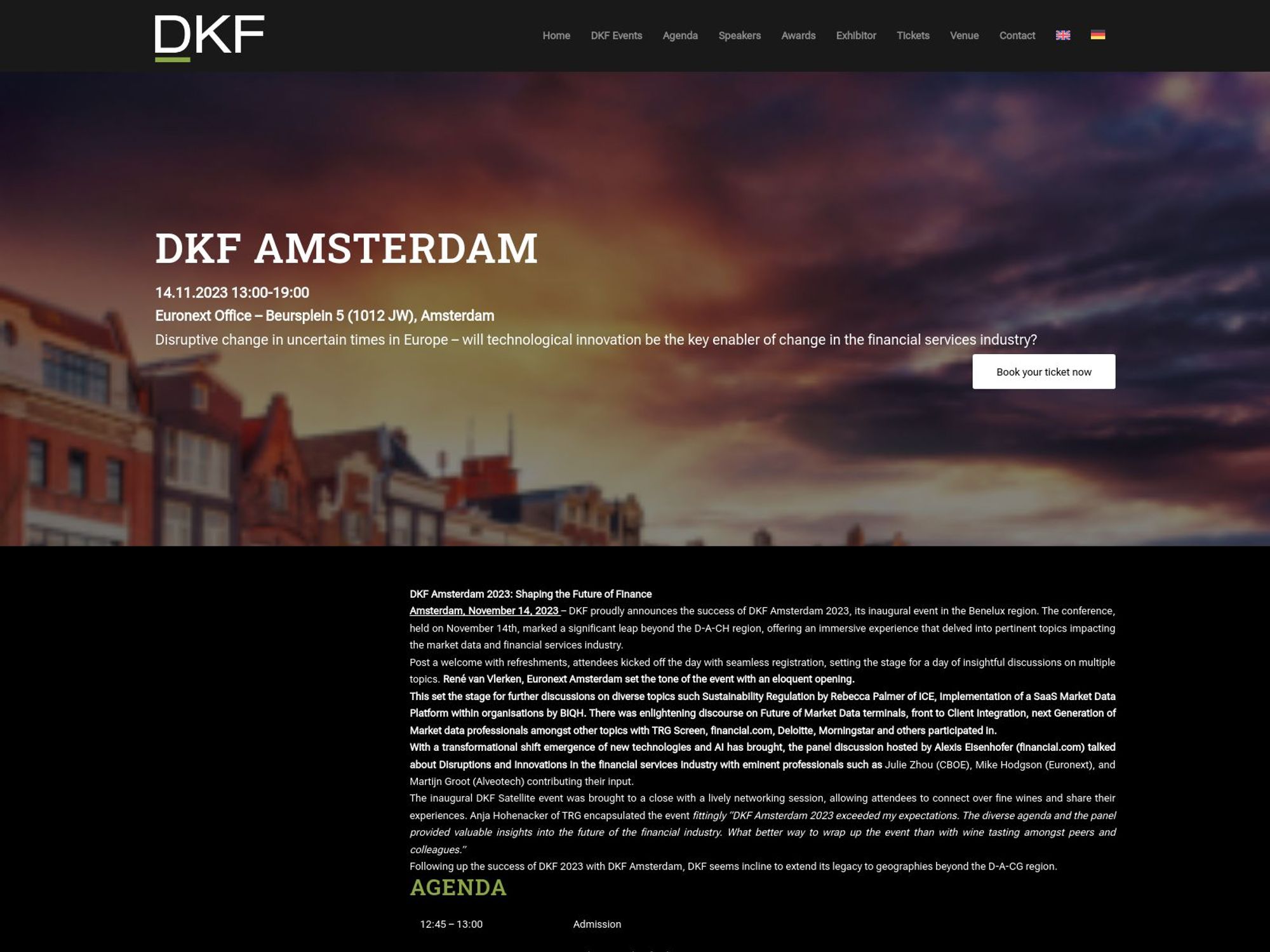 DKF Amsterdam 2023 @ Euronext screenshot