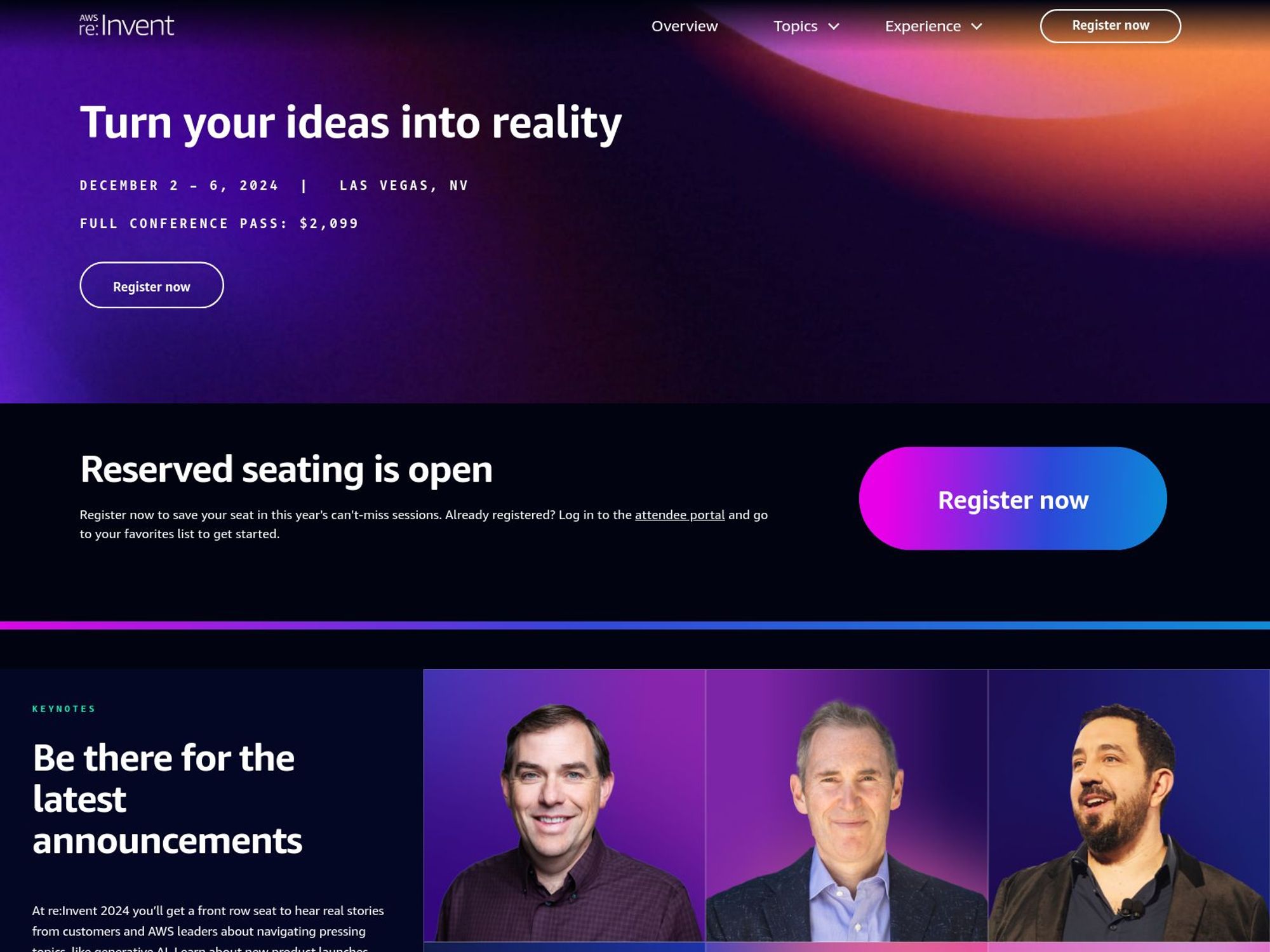 AWS re:Invent 2024 website