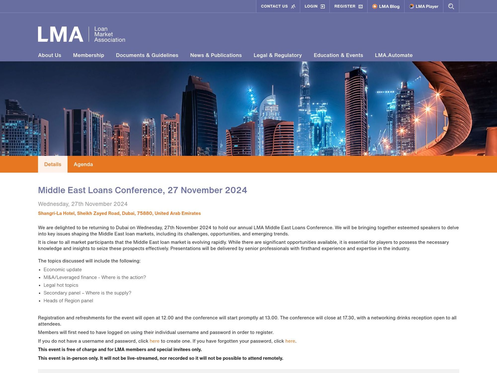 Middle East Loans Conference website