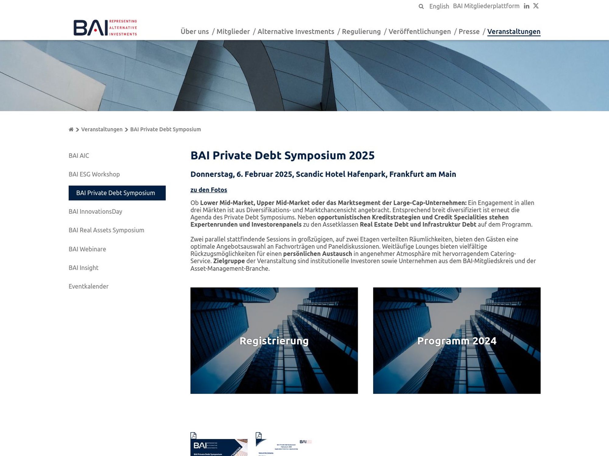 BAI Private Debt Symposium 2025 website