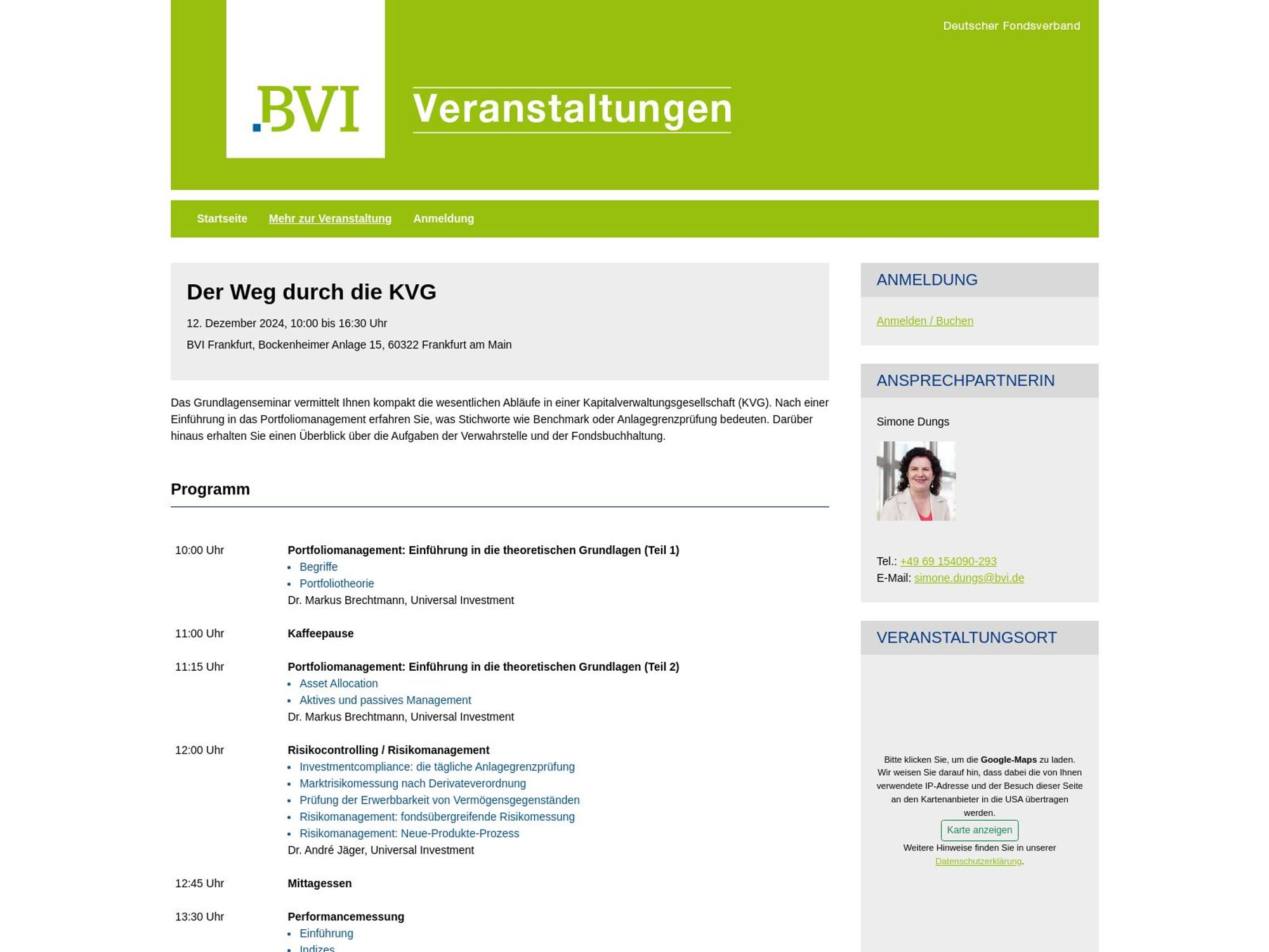 BVI: Der Weg durch die KVG website