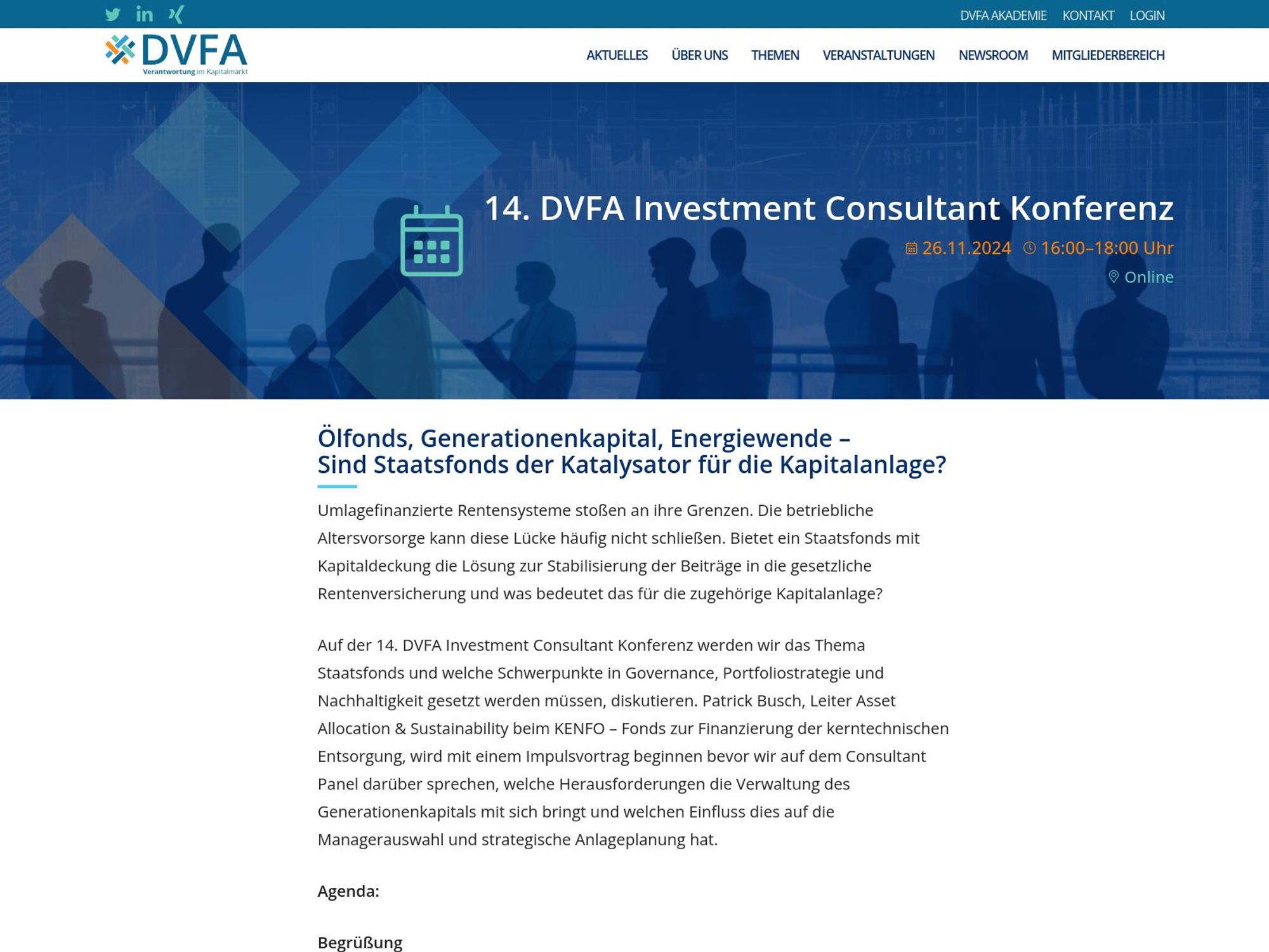 14. DVFA Investment Consultant Konferenz website