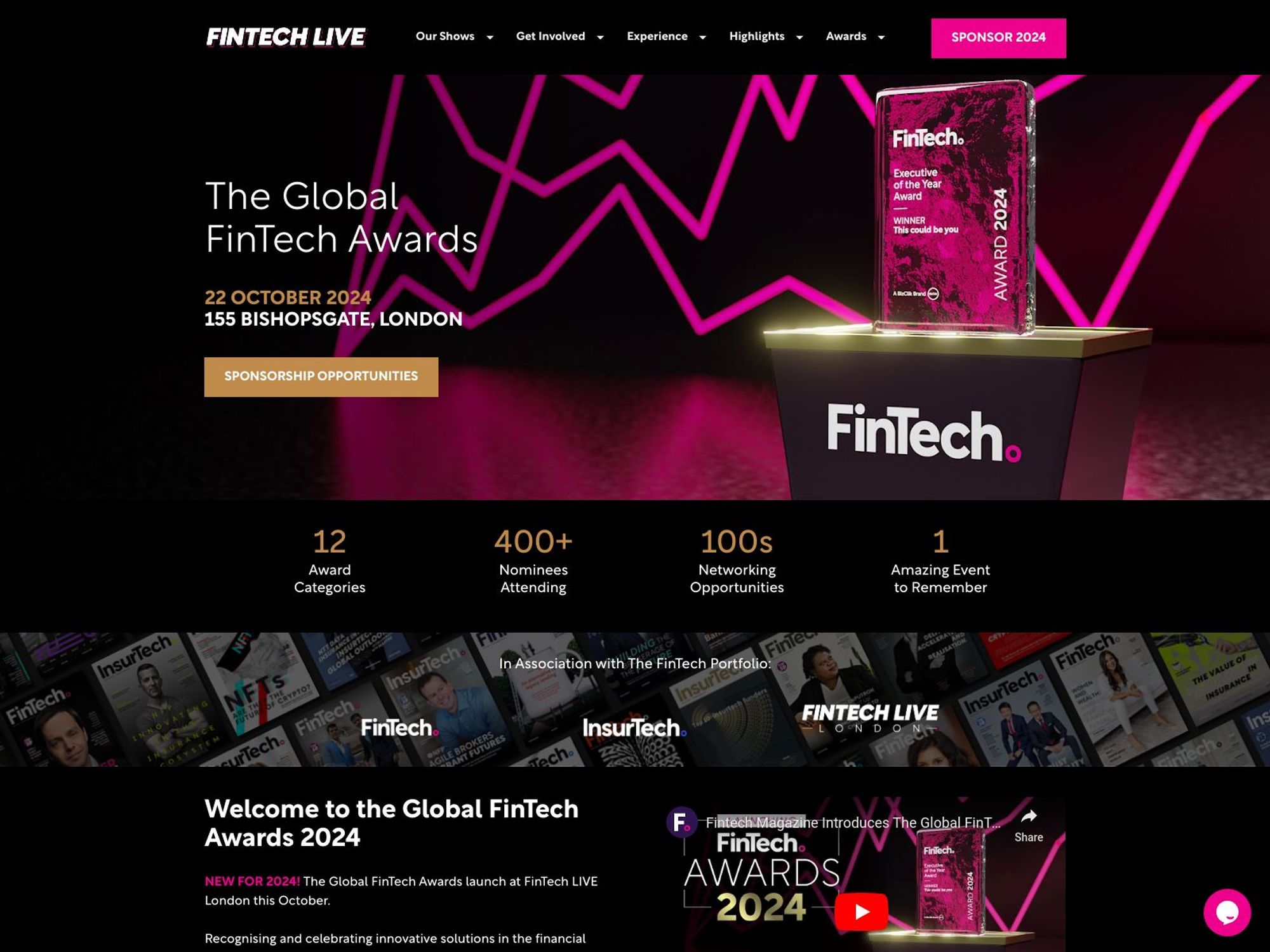 The Global FinTech Awards screenshot