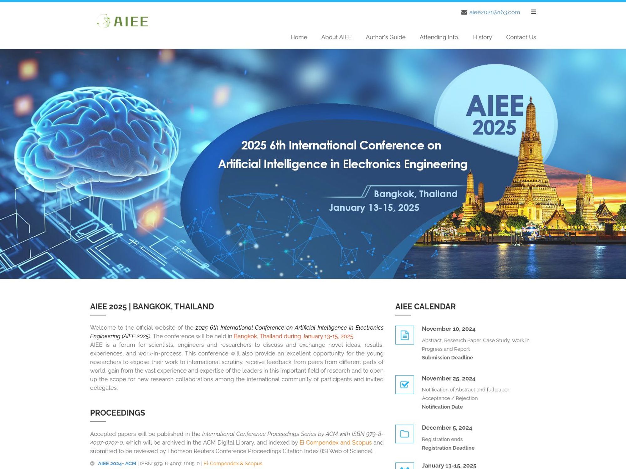 AIEE 2025 - 2025 6th International Conference on Artificial Intelligence in Electronics Engineering website