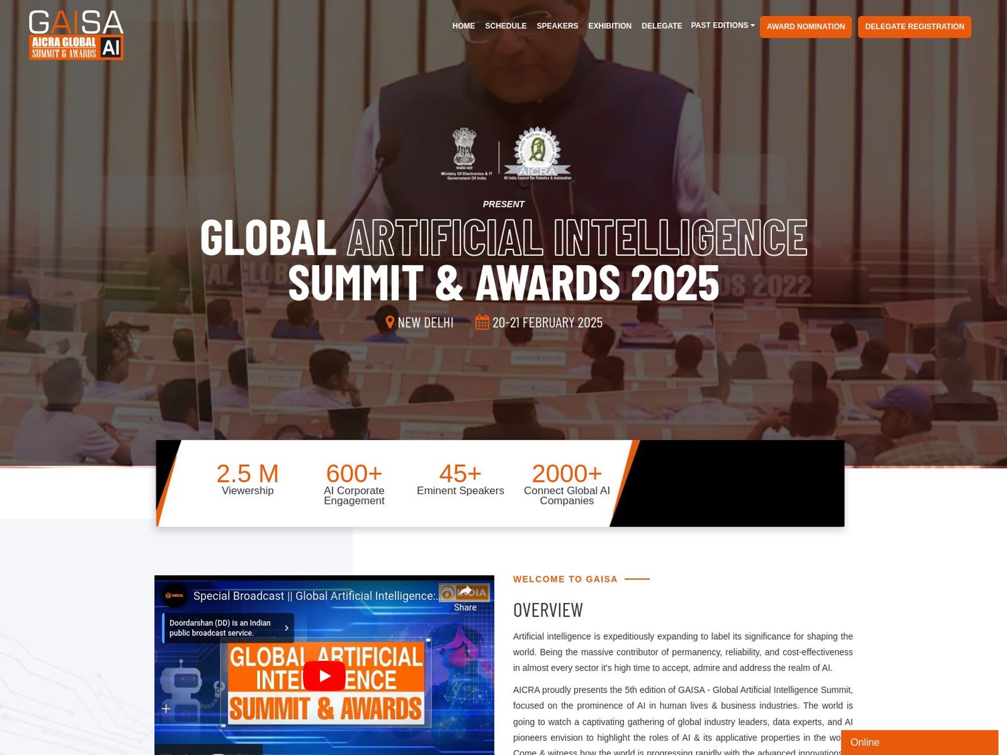 Global Artificial Intelligence Summit & Awards 2025 website