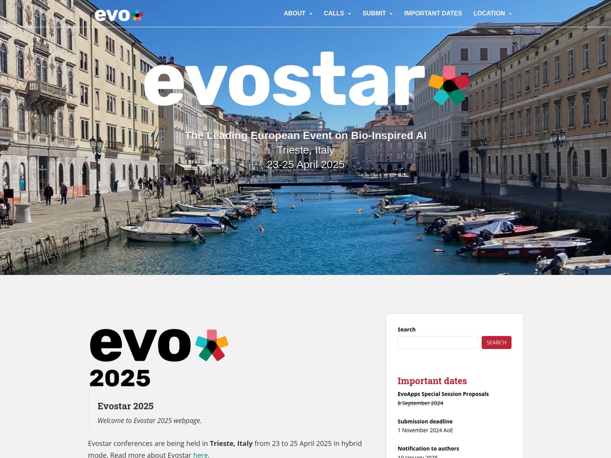 Evostar 2025 website