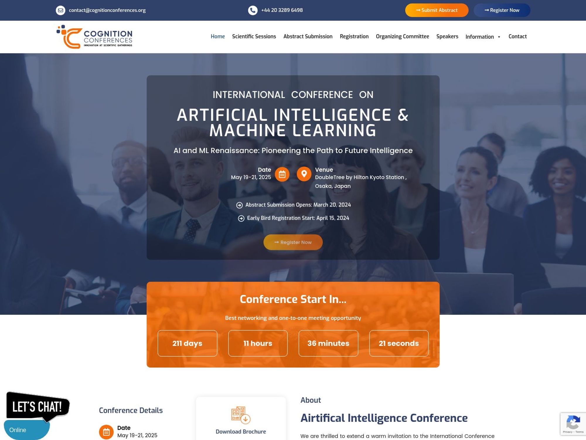 International Conference on Artificial Intelligence & Machine learning website