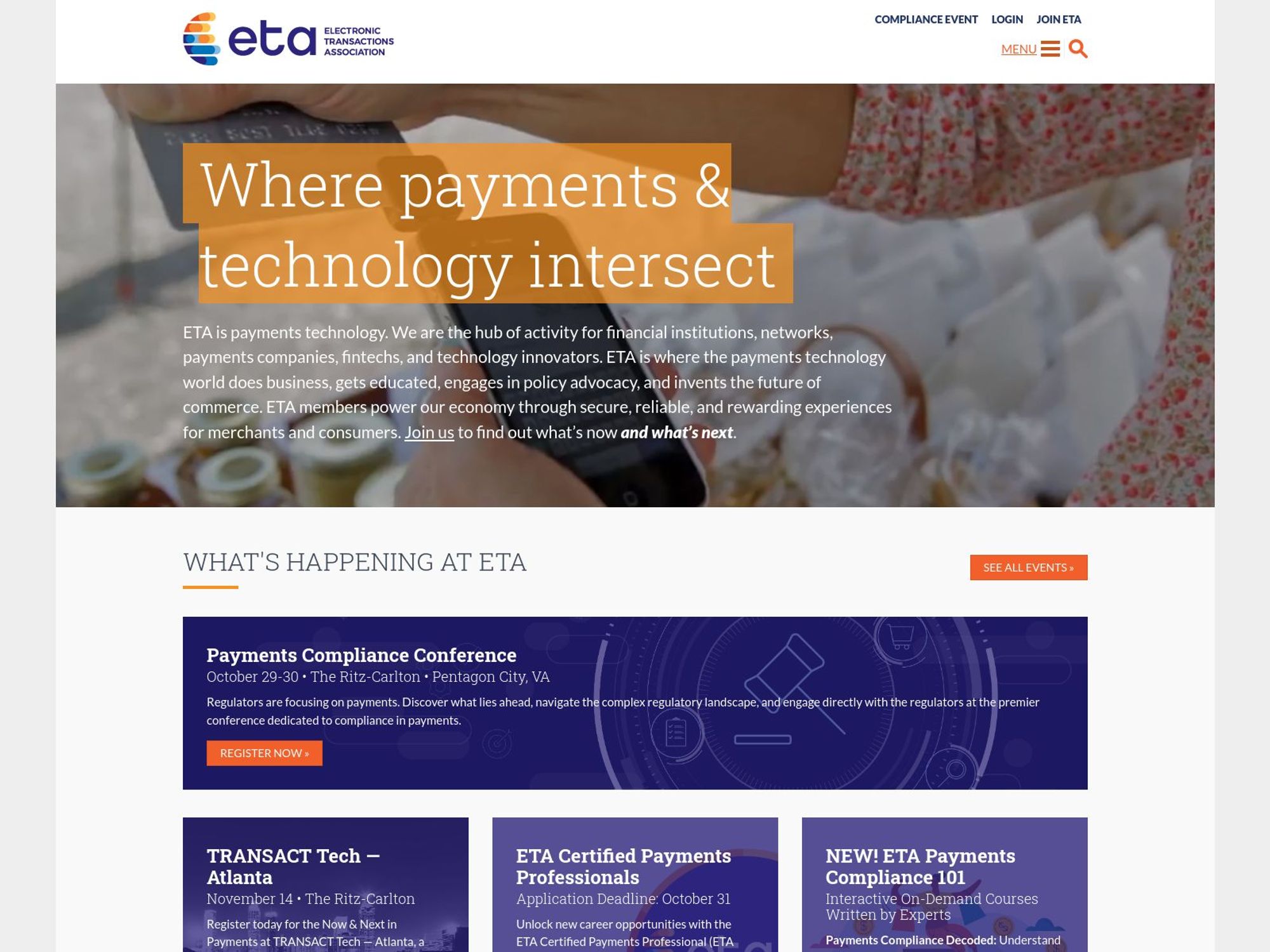 ETA Transact 2025 - Payments and Technology website