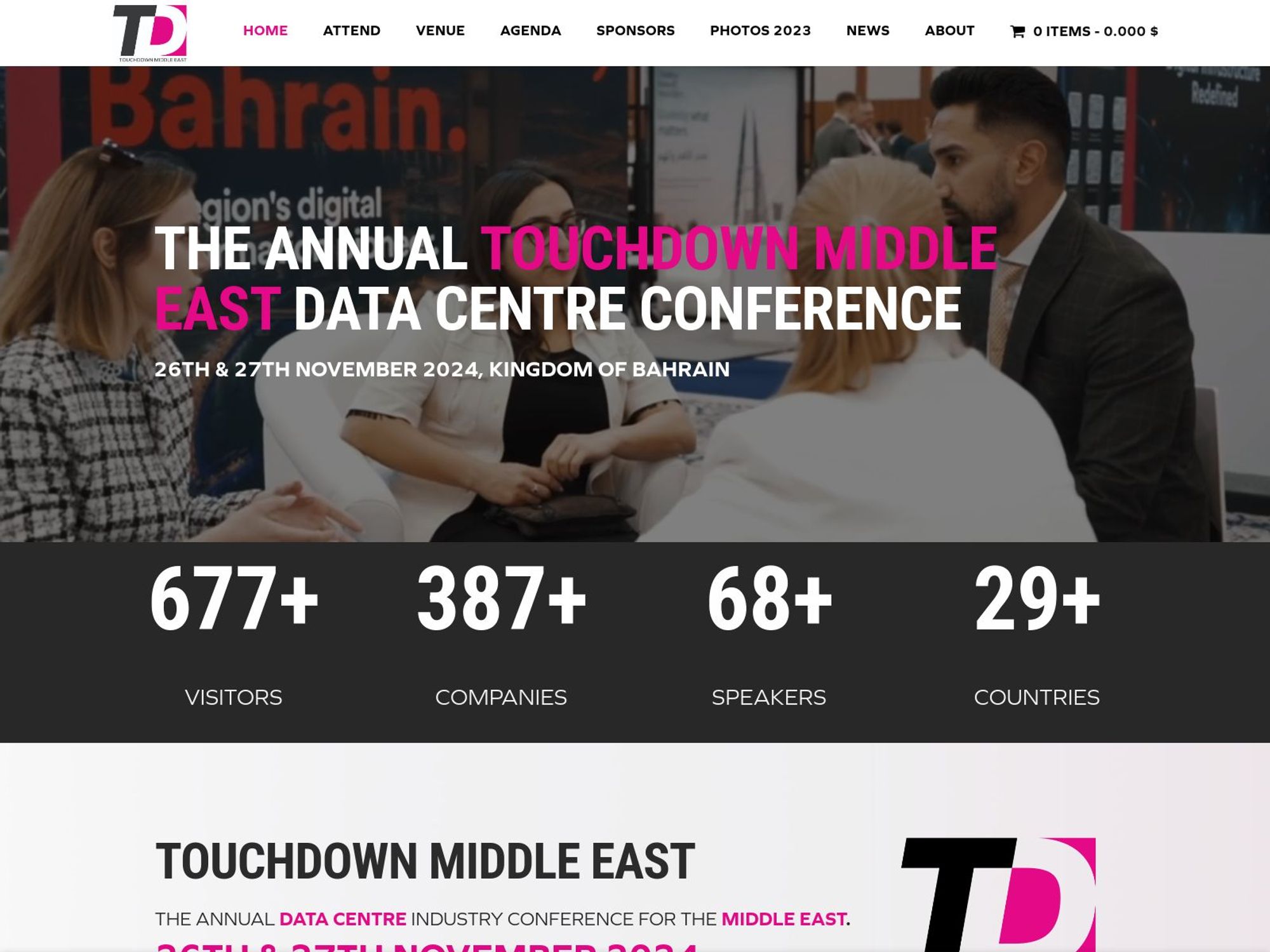 Touchdown Middle East - Data Center Conference Middle East website