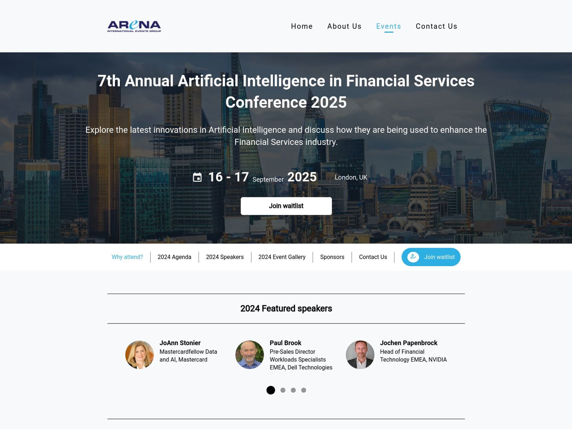 7th Annual Artificial Intelligence in Financial Services Conference 2025 website