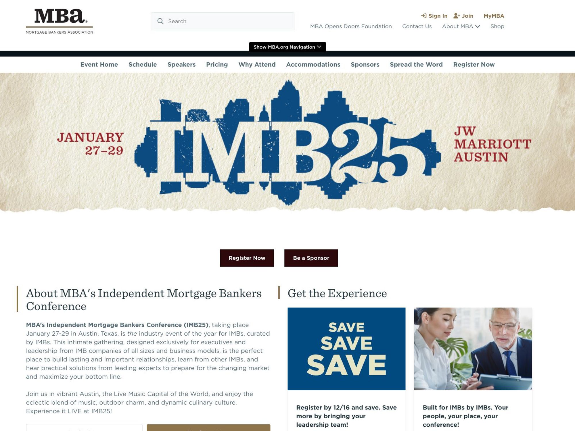 IMB25 - Independent Mortgage Bankers Conference website