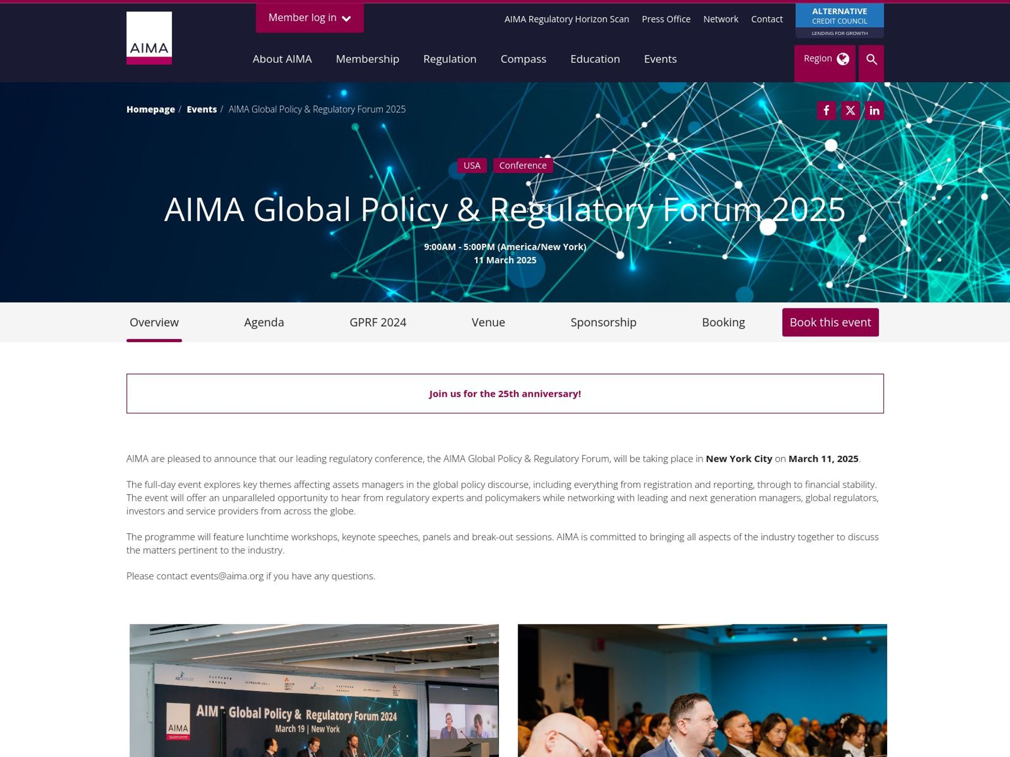 AIMA Global Policy & Regulatory Forum 2025 website