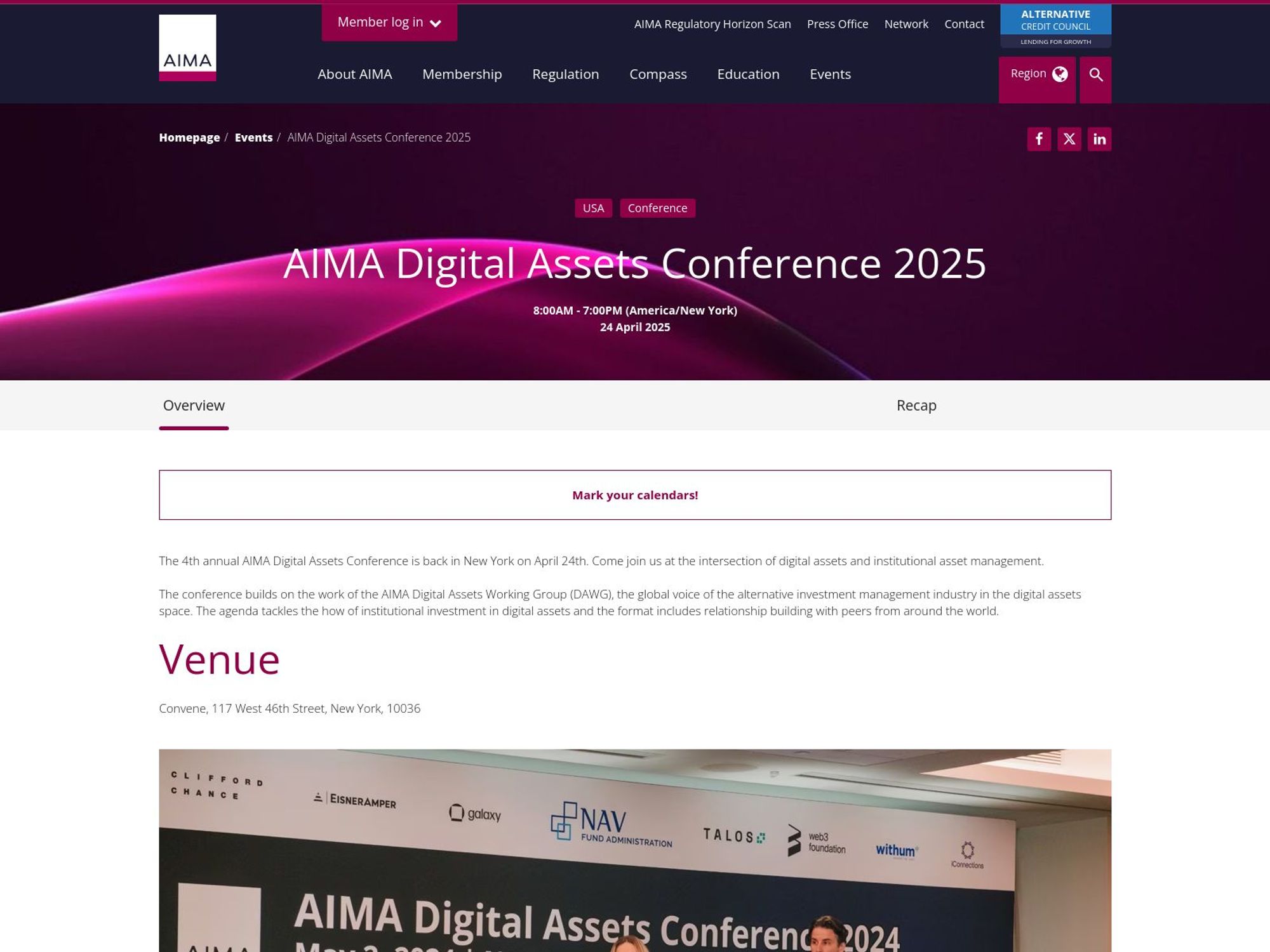 AIMA Digital Assets Conference 2025 website