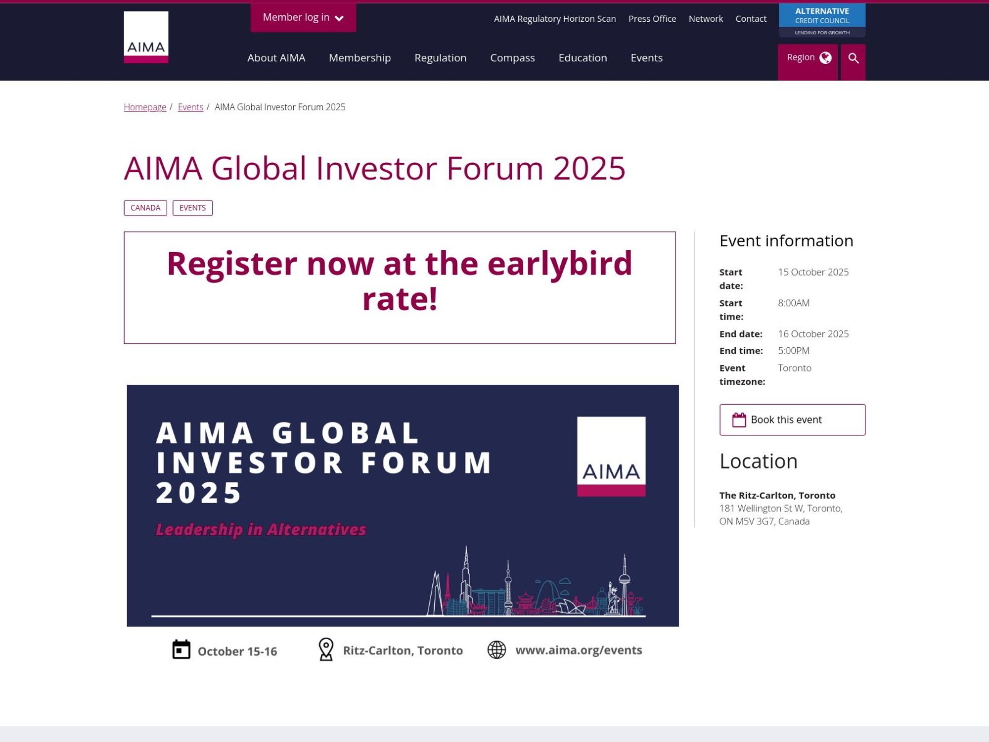 AIMA Global Investor Forum 2025 website